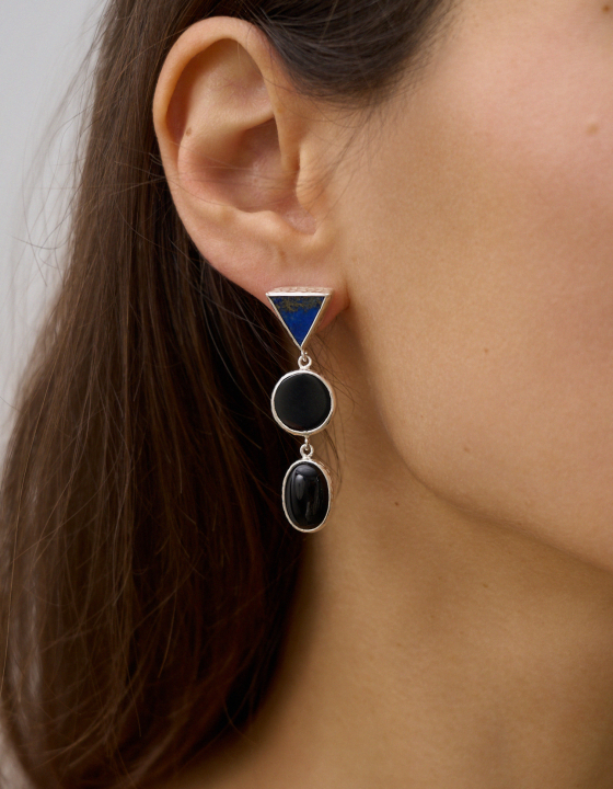 Серьги с лазуритом и агатом