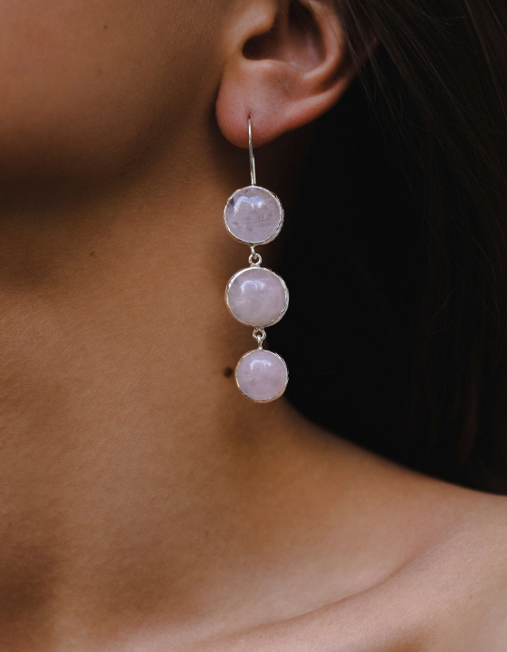 Серьги с розовым кварцем