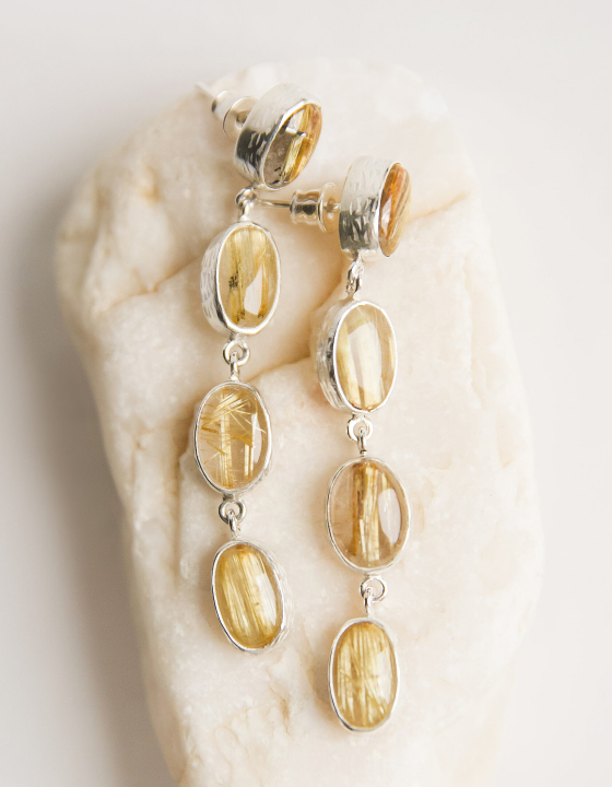 Серьги с рутиловым кварцем