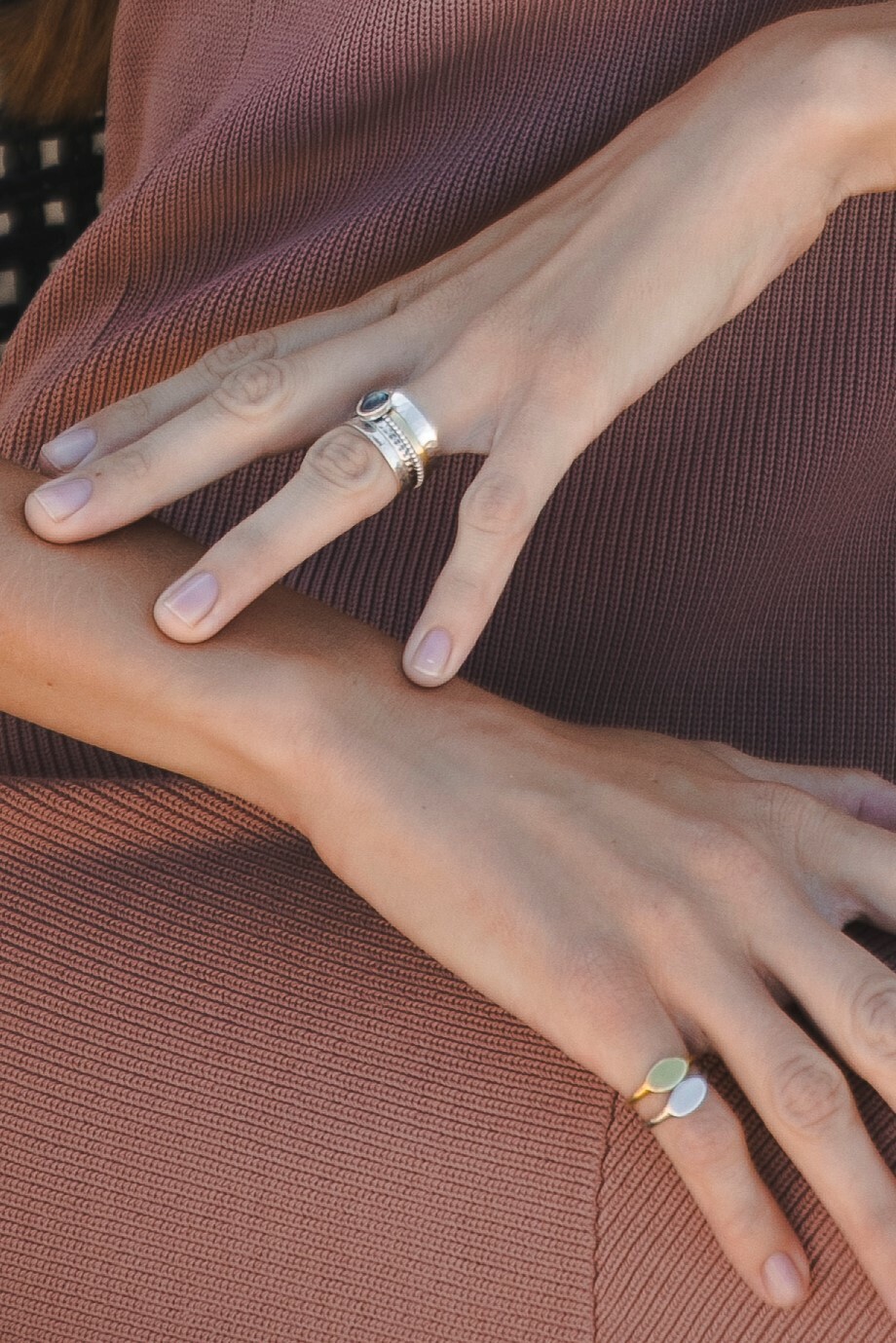 Кольцо-спинер с лабрадоритом