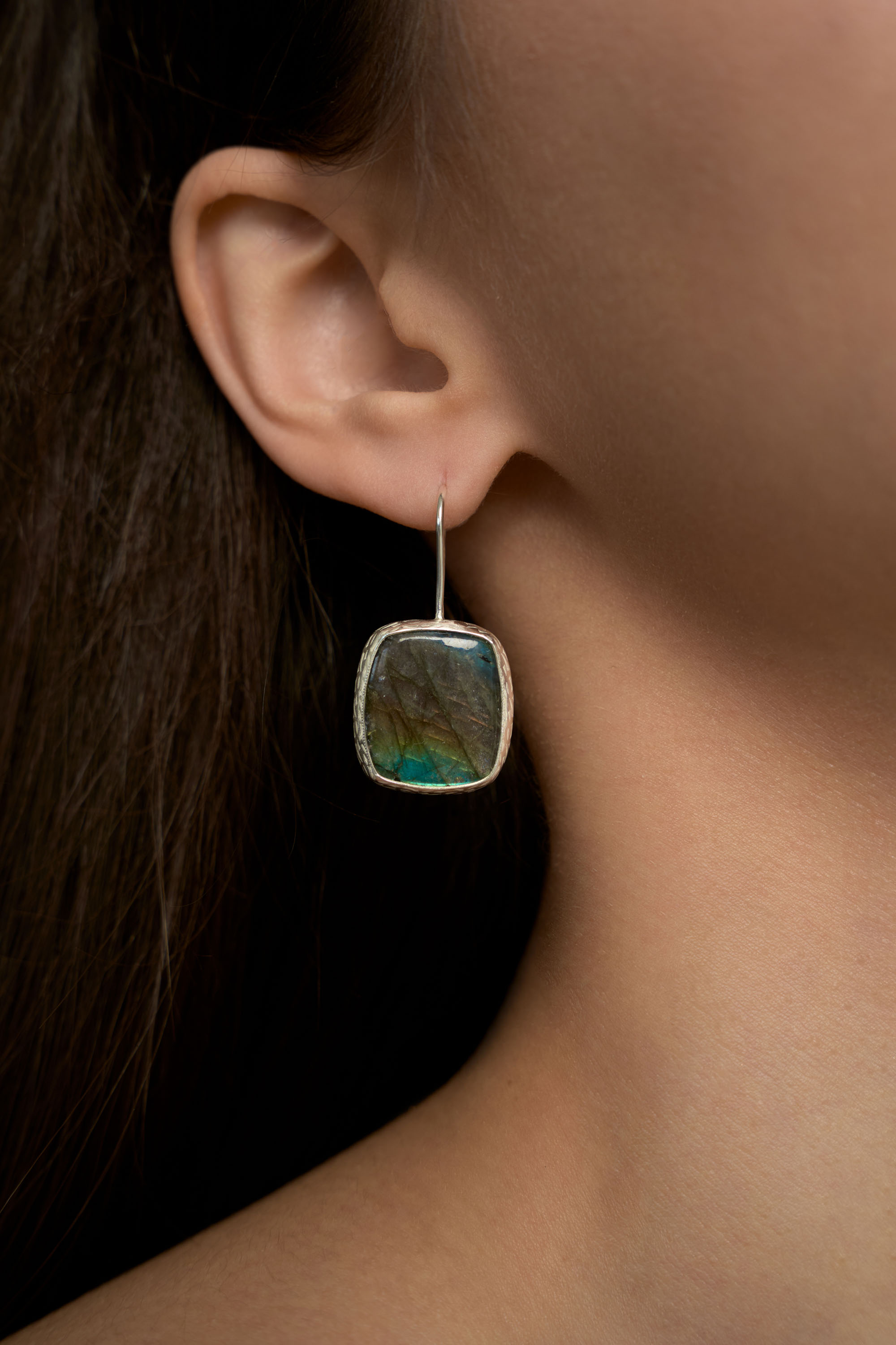 Серьги со спектролитом