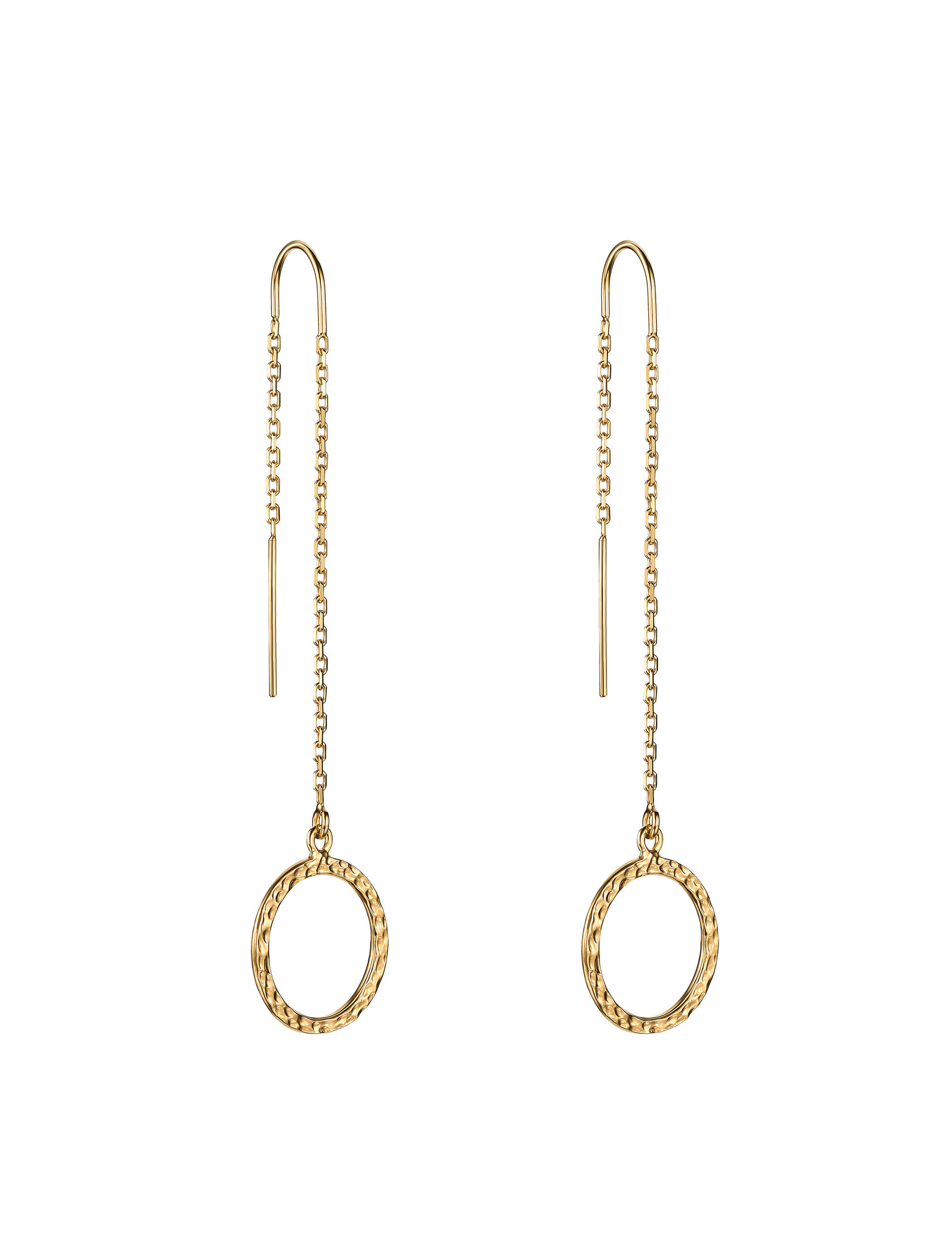 Серьги-цепочки с мятым кругом