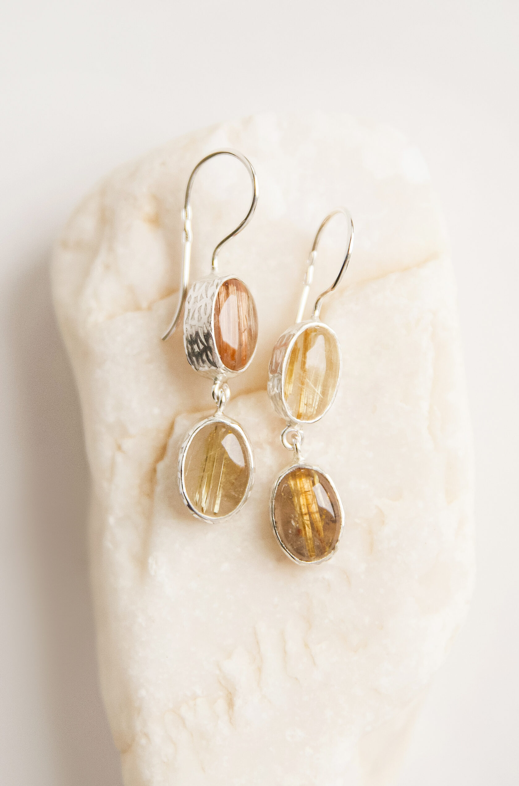 Серьги с рутиловым кварцем