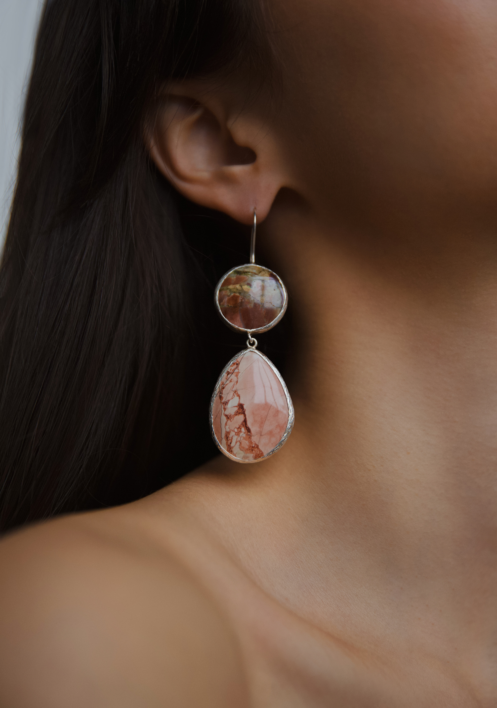 Серьги с яшмой и халцедоном