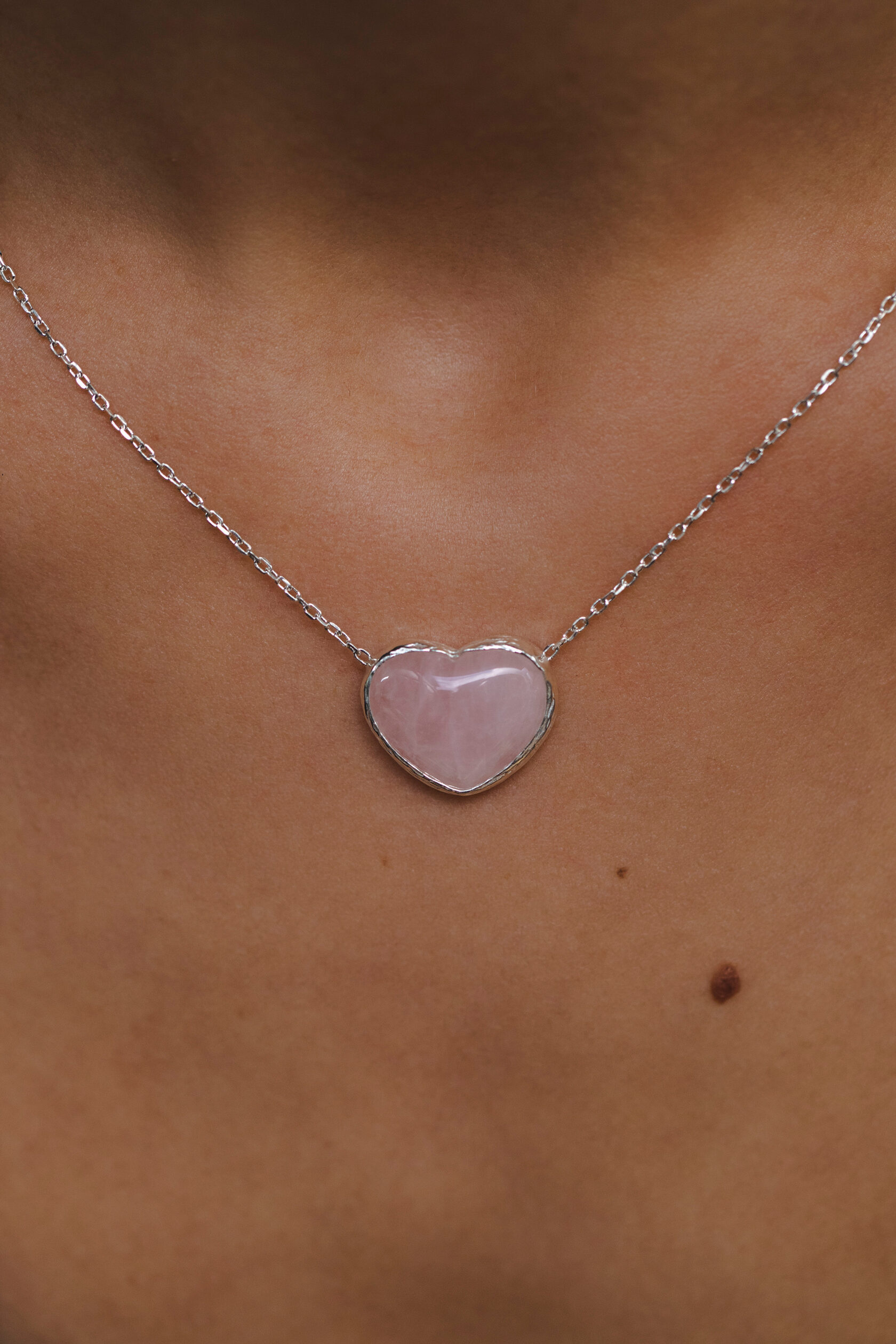 Подвеска Сердце с розовым кварцем