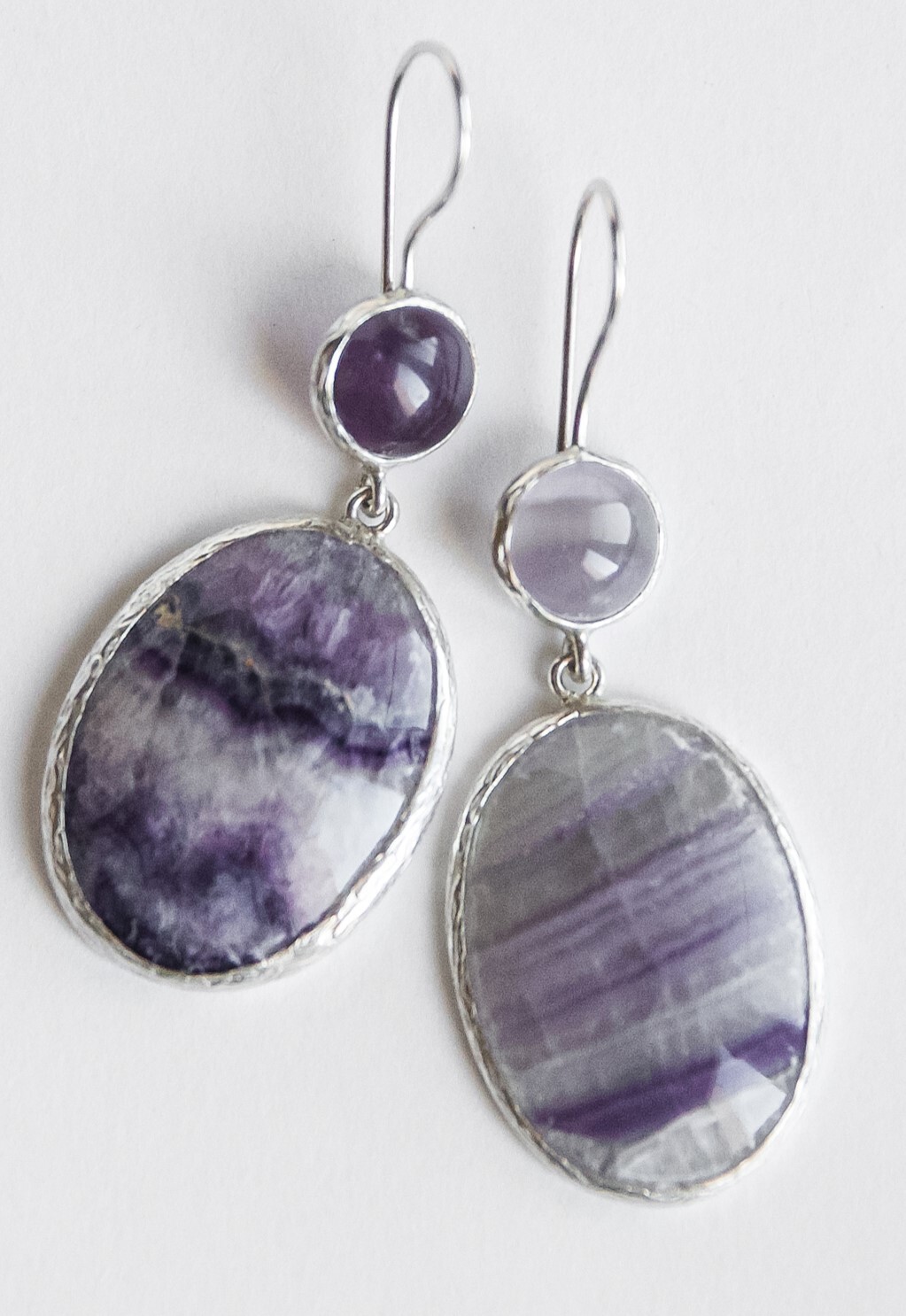 Серьги с аметистом и флюоритом