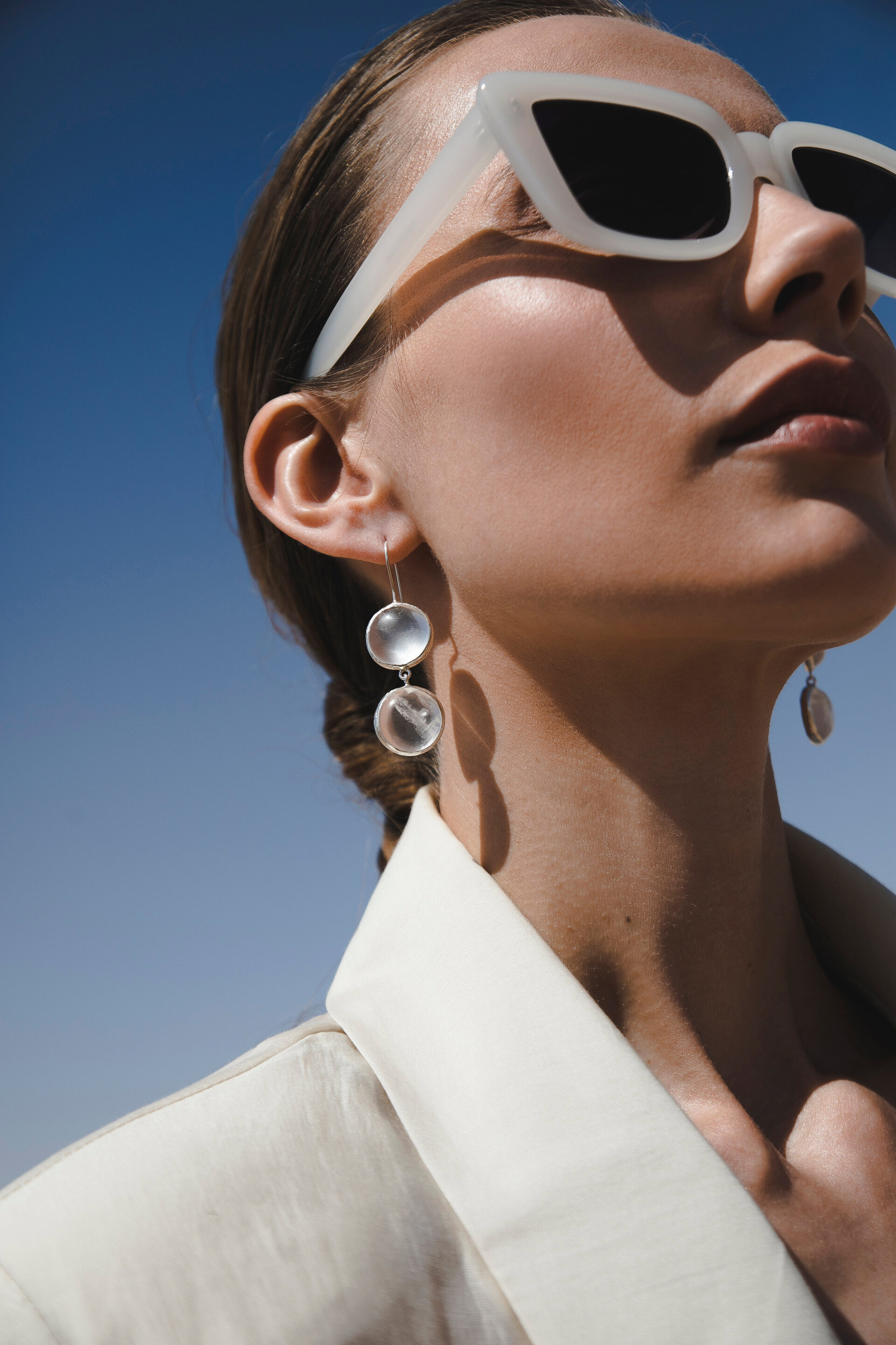 Серьги с двумя горными хрусталями