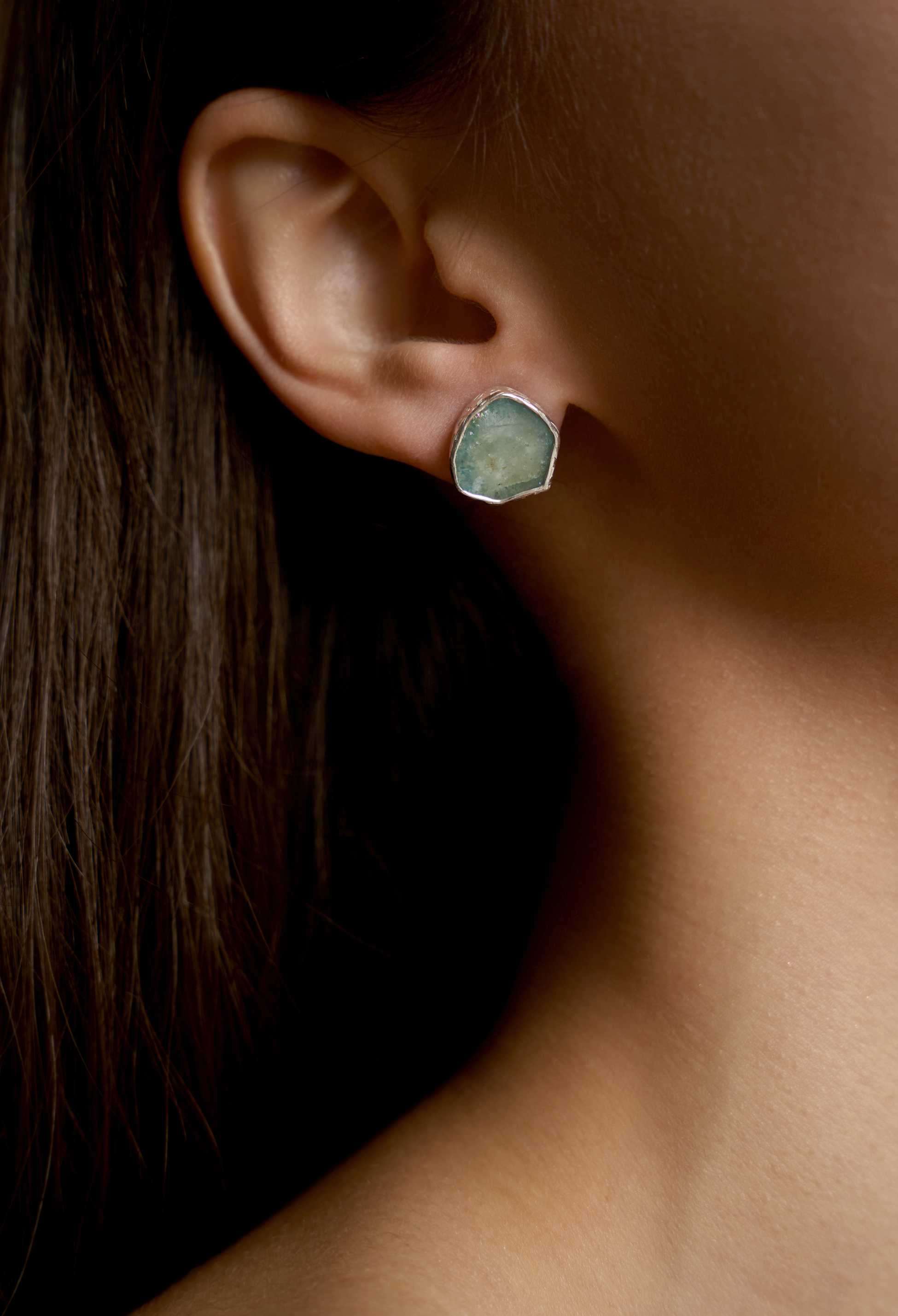 Пусеты с аквамарином