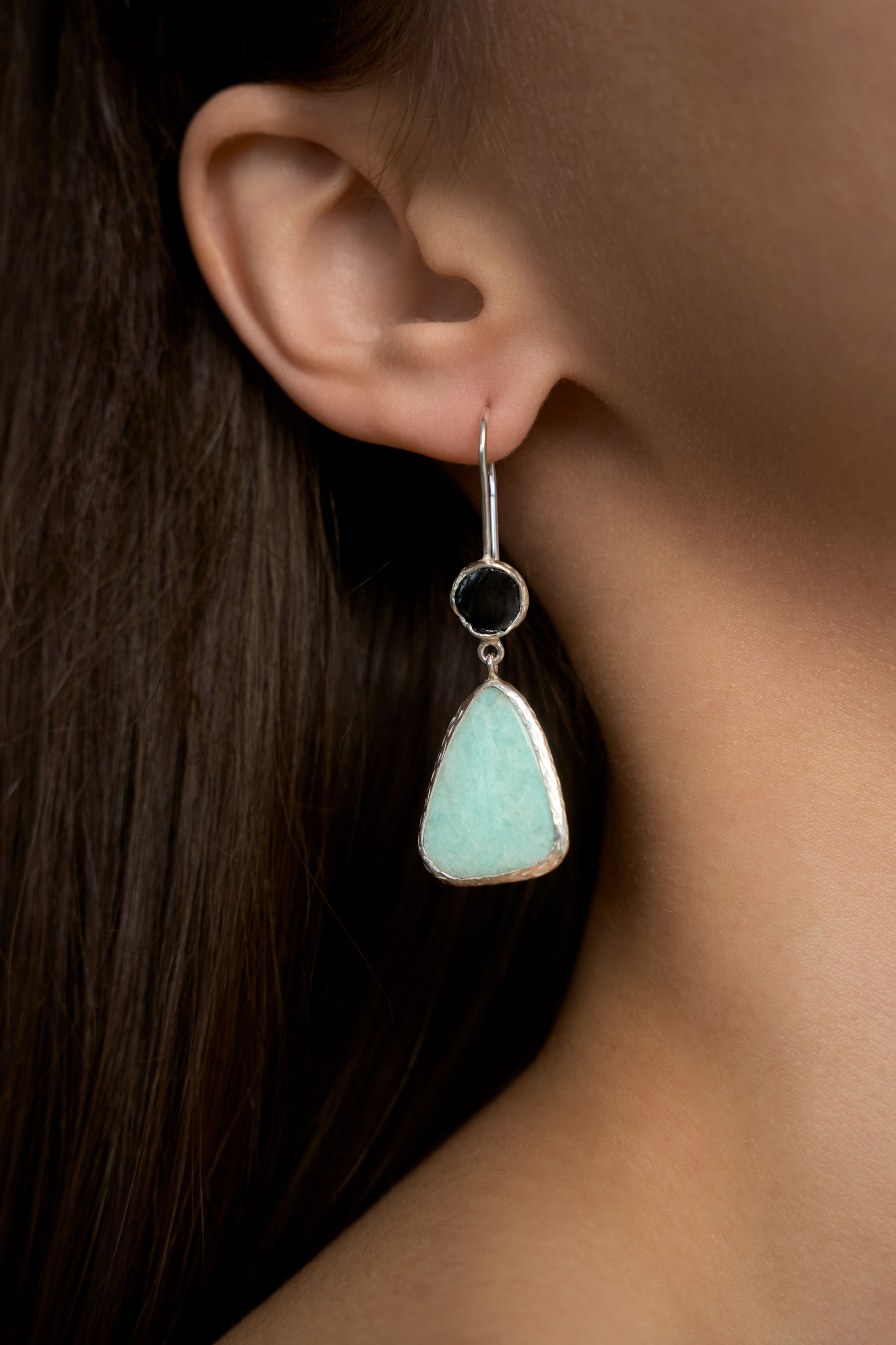 Серьги со шпинелью и амазонитом