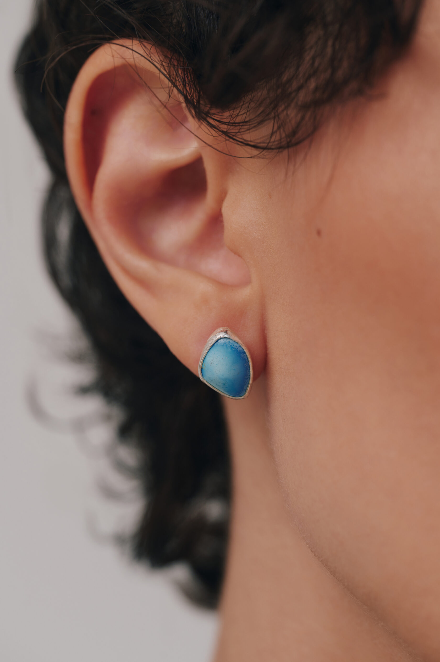 Серьги с бирюзой асимметричные