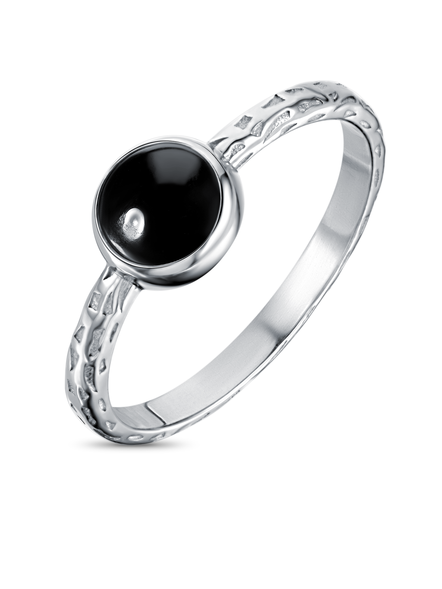 Кольцо с черным агатом