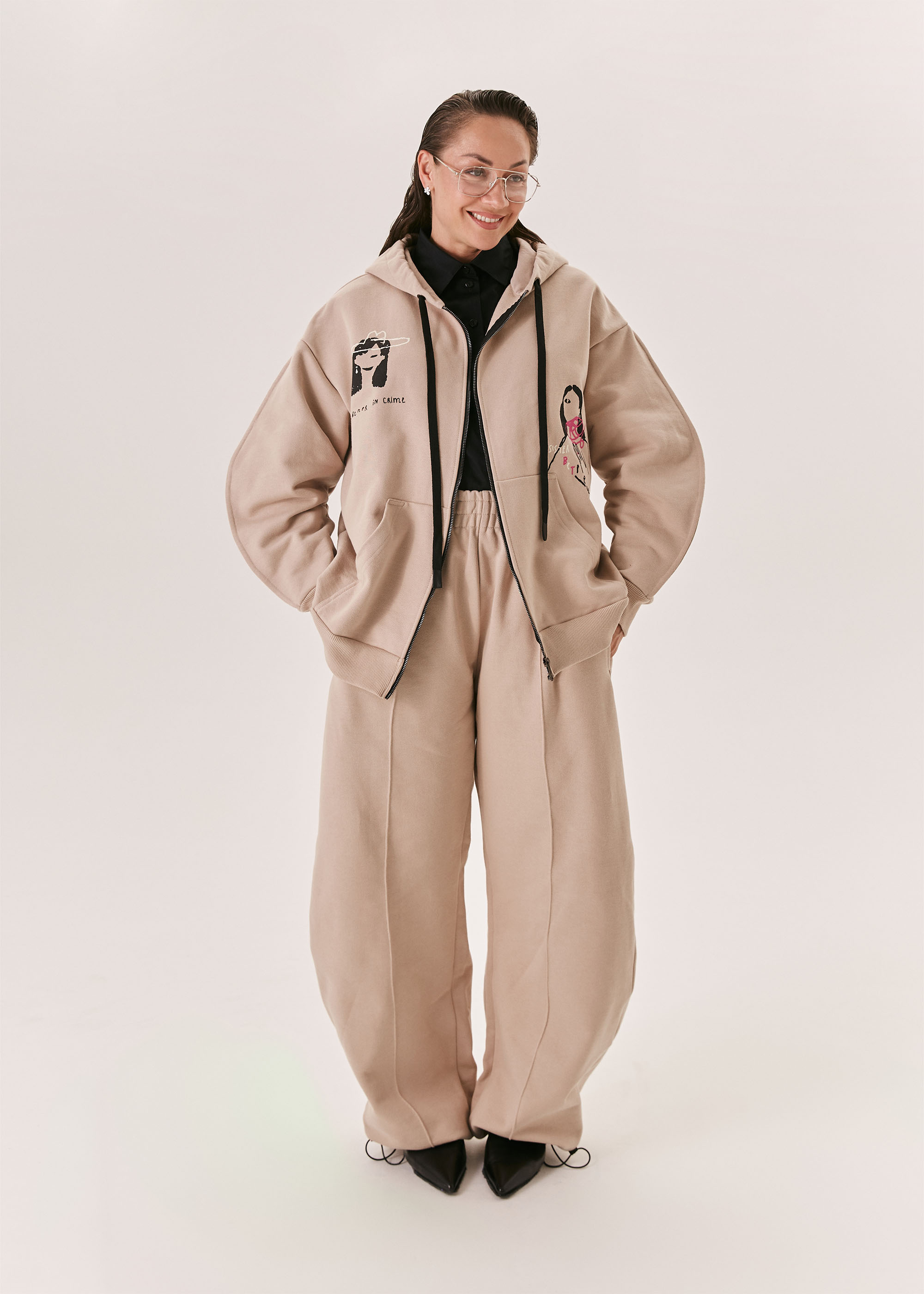 Худи на молнии EVE&ESTHER x LIBERMAN какао