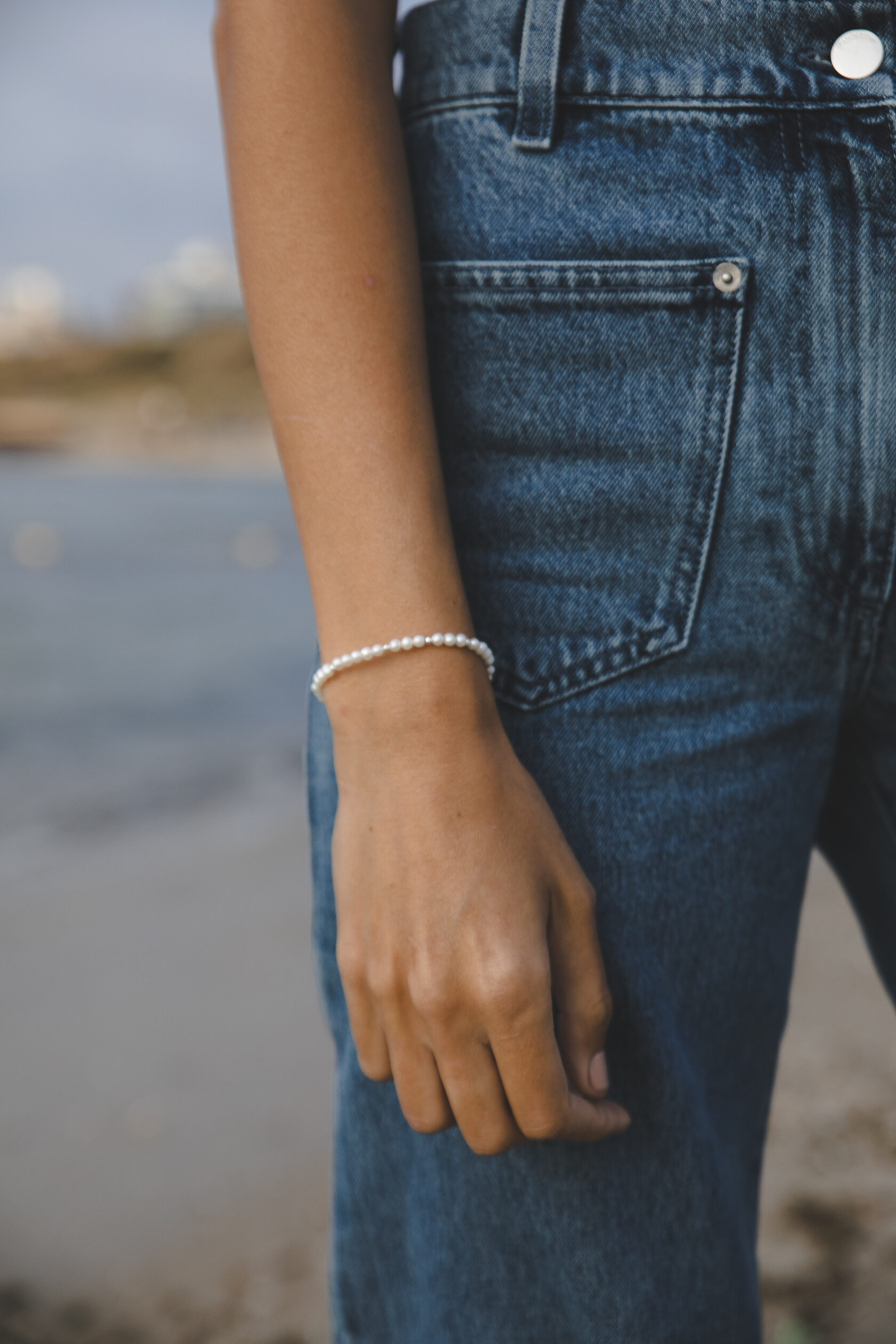 Браслет с бусинами речного жемчуга Браслет с бусинами речного жемчуга