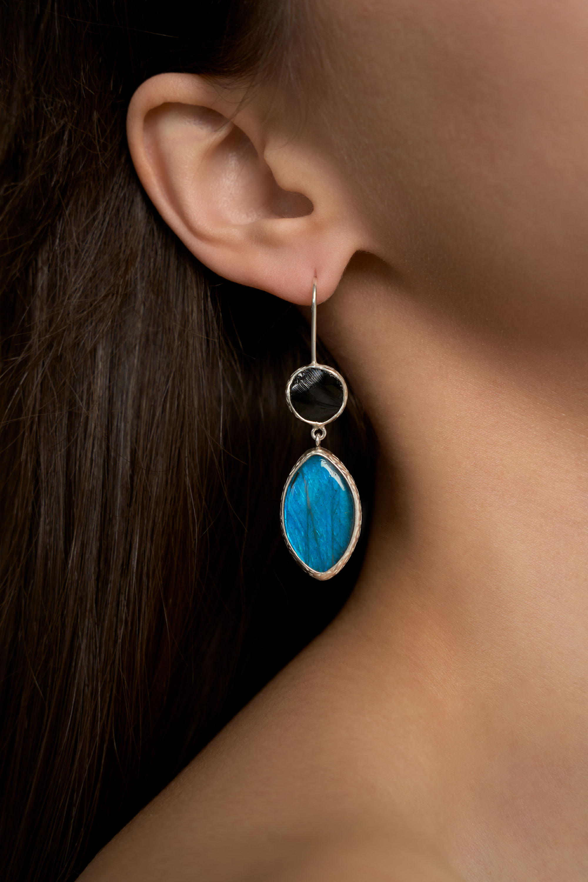 Серьги со шпинелью и спектролитом