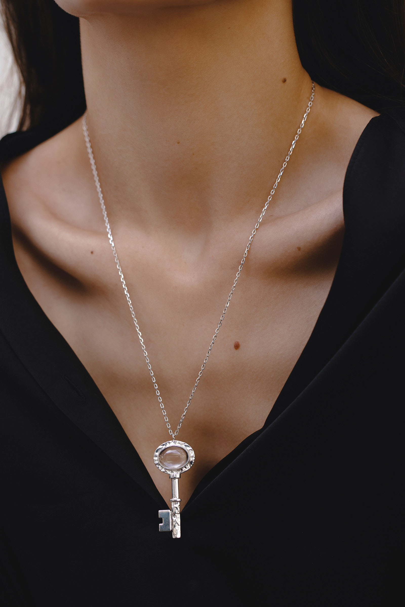 Подвеска Ключ с горным хрусталем