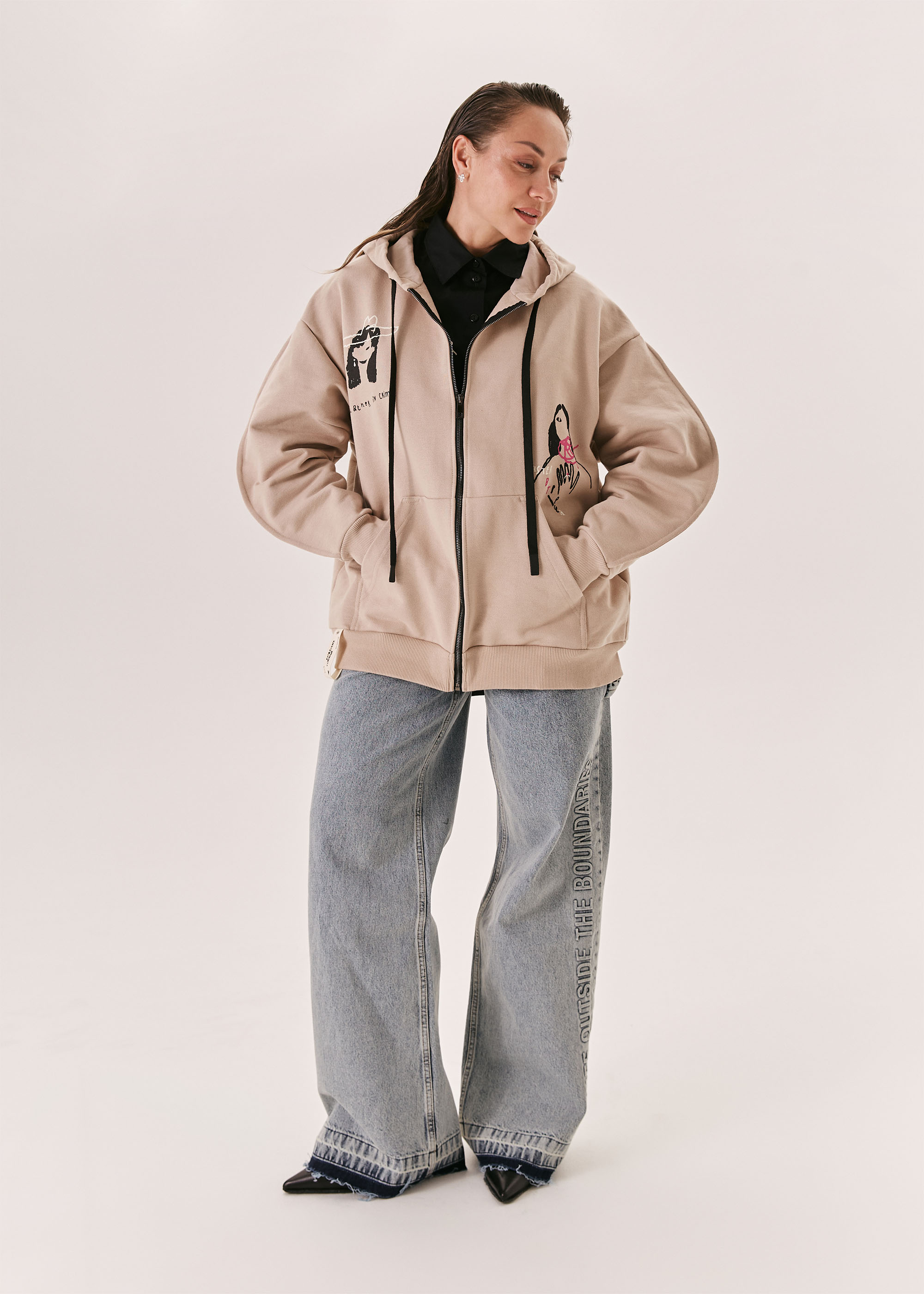 Худи на молнии EVE&ESTHER x LIBERMAN какао