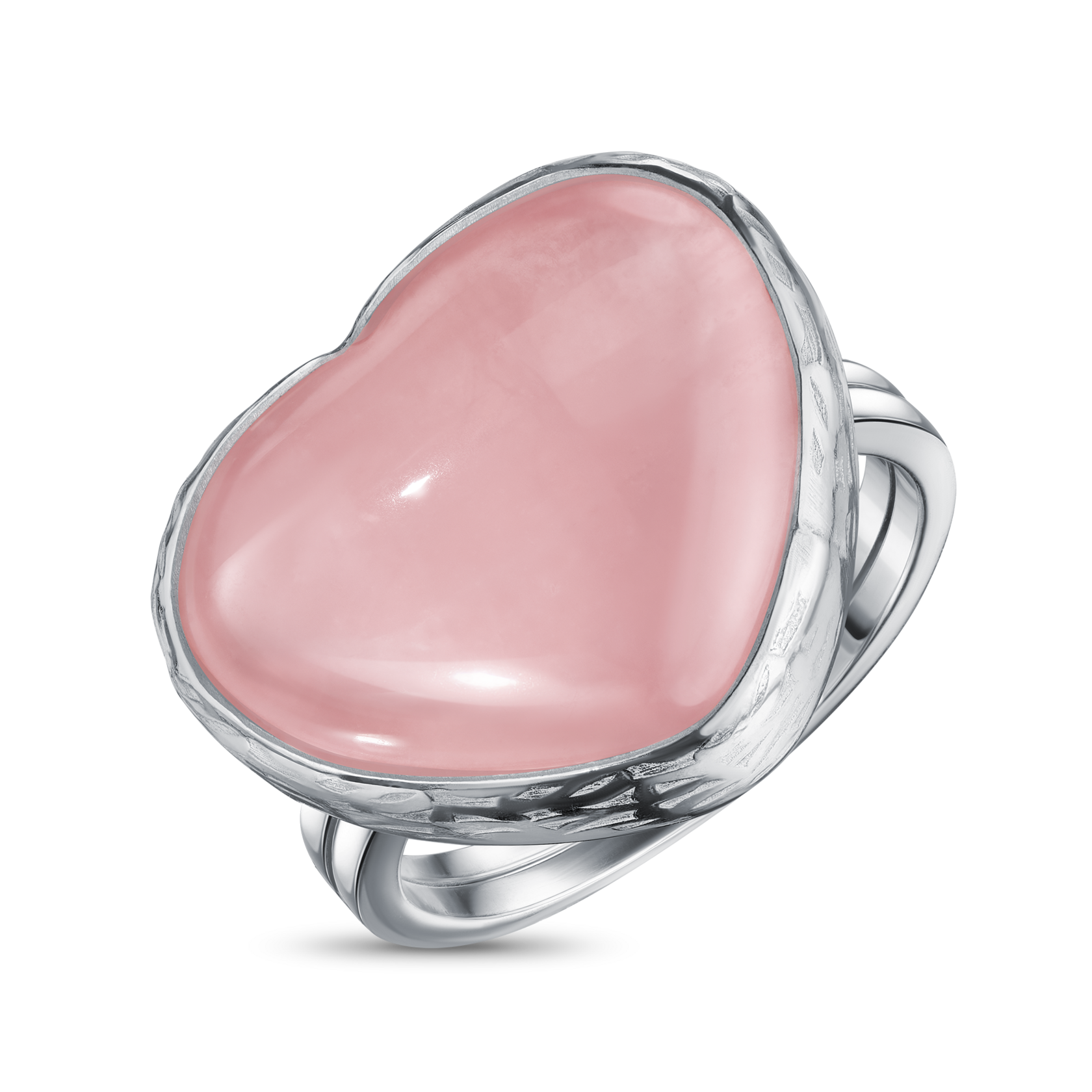 Кольцо Сердце с розовым кварцем