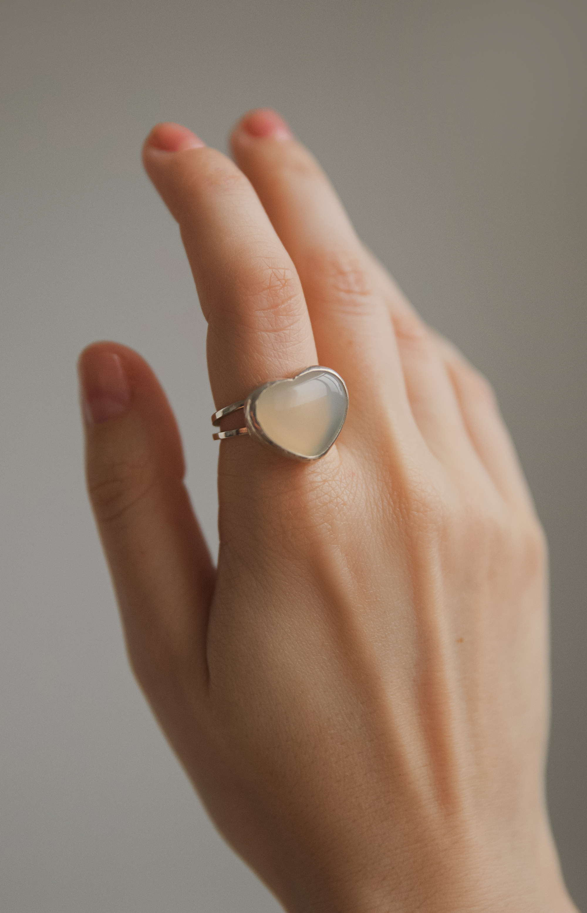 Кольцо Сердце с агатом