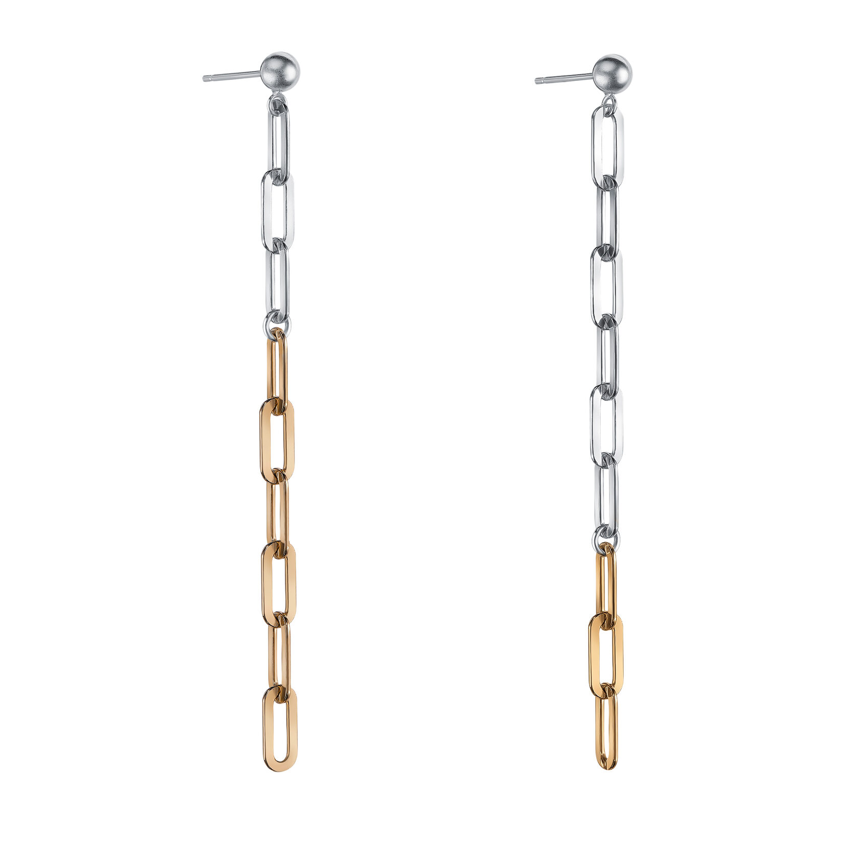 Серьги с цепочкой с мелкими звеньями