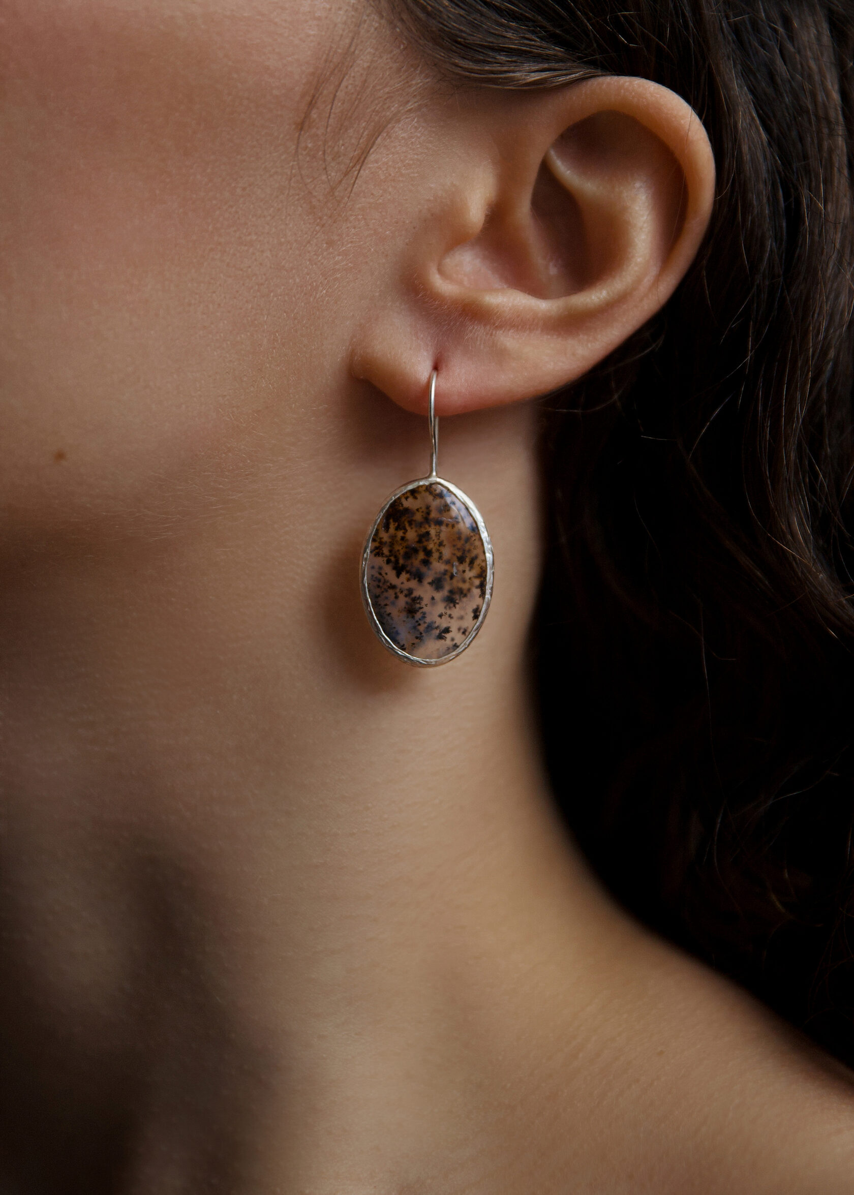 Серьги с моховым агатом