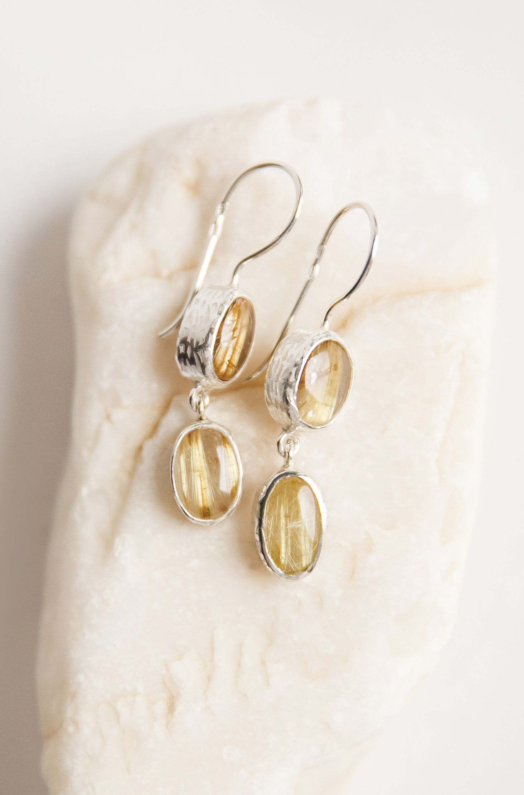 Серьги с рутиловым кварцем