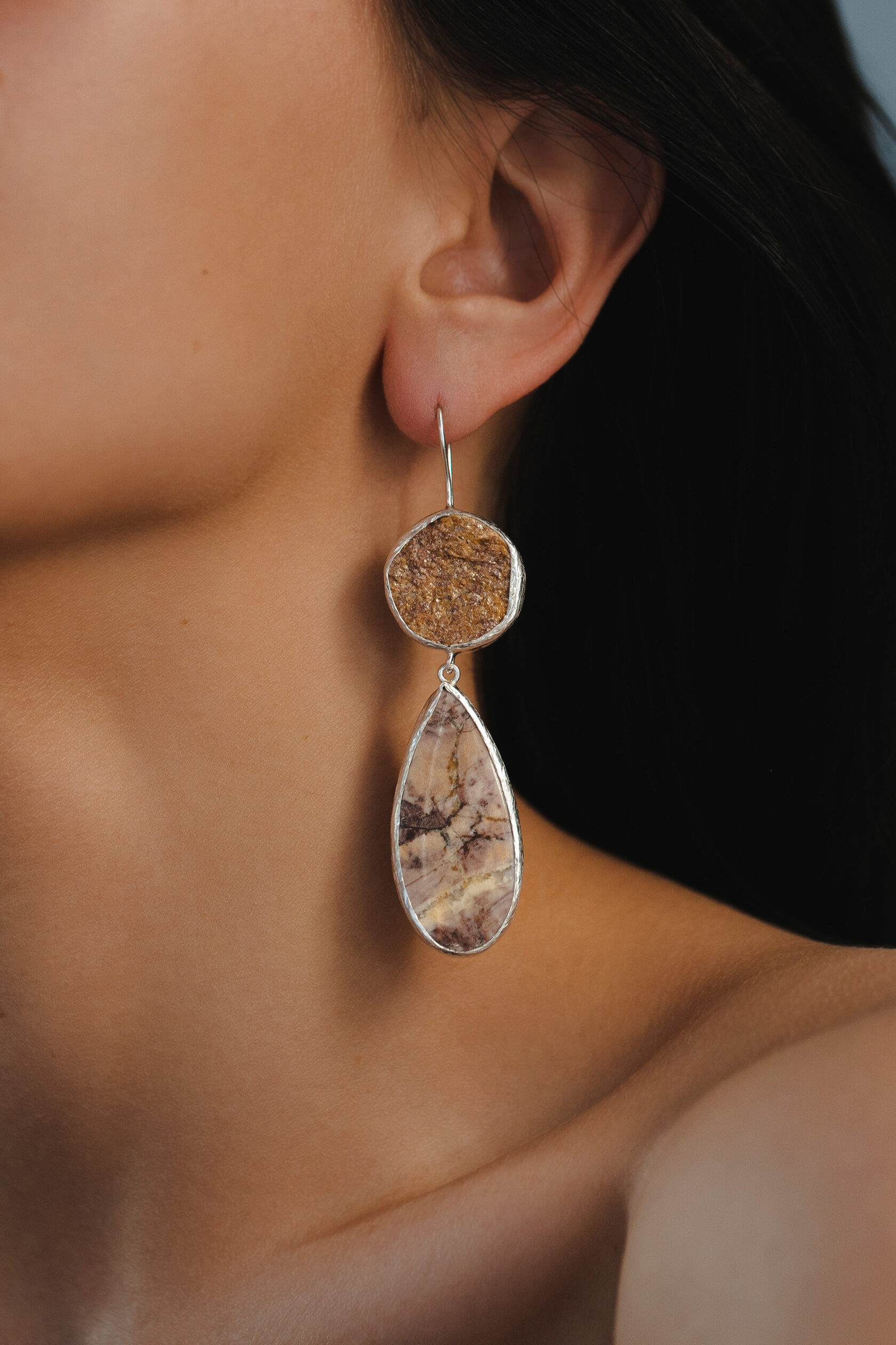 Серьги с авантюрином и яшмой