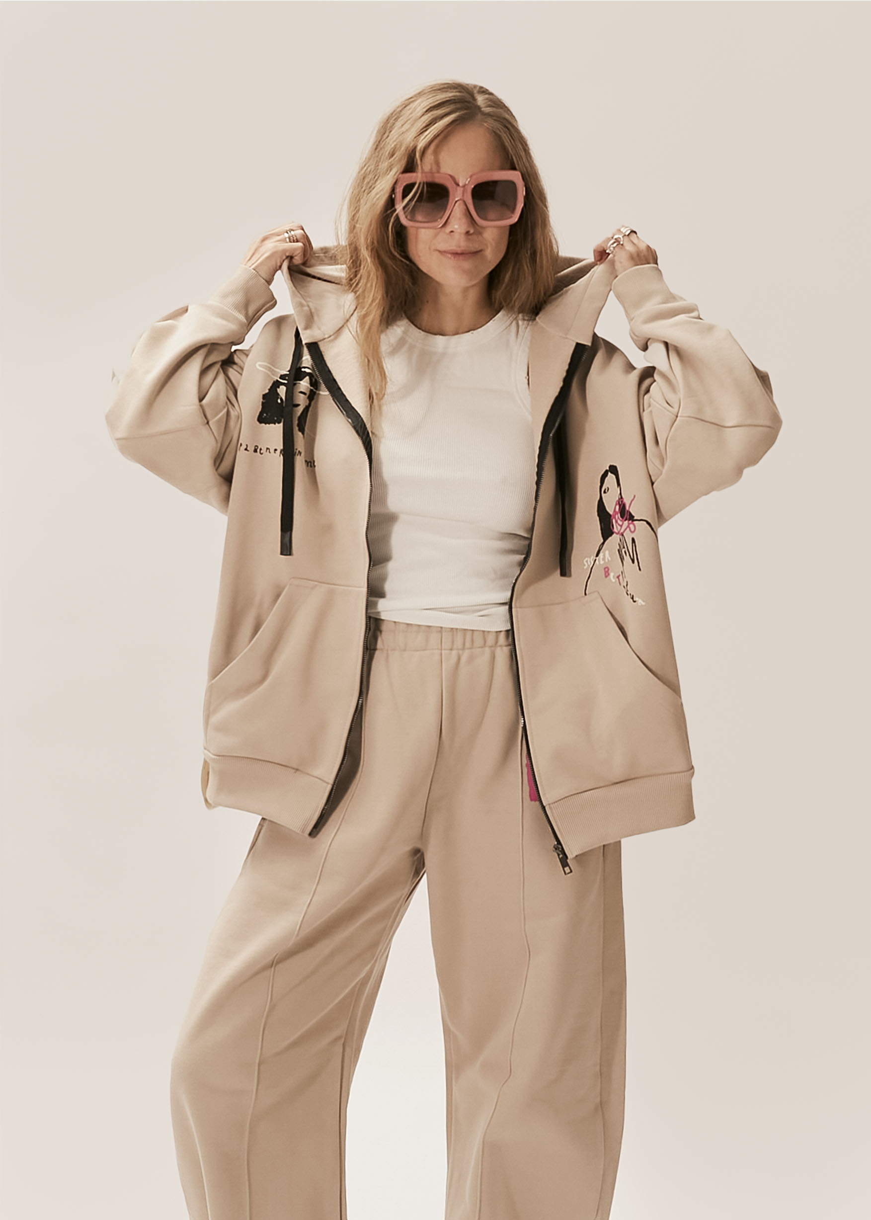 Худи на молнии EVE&ESTHER x LIBERMAN какао