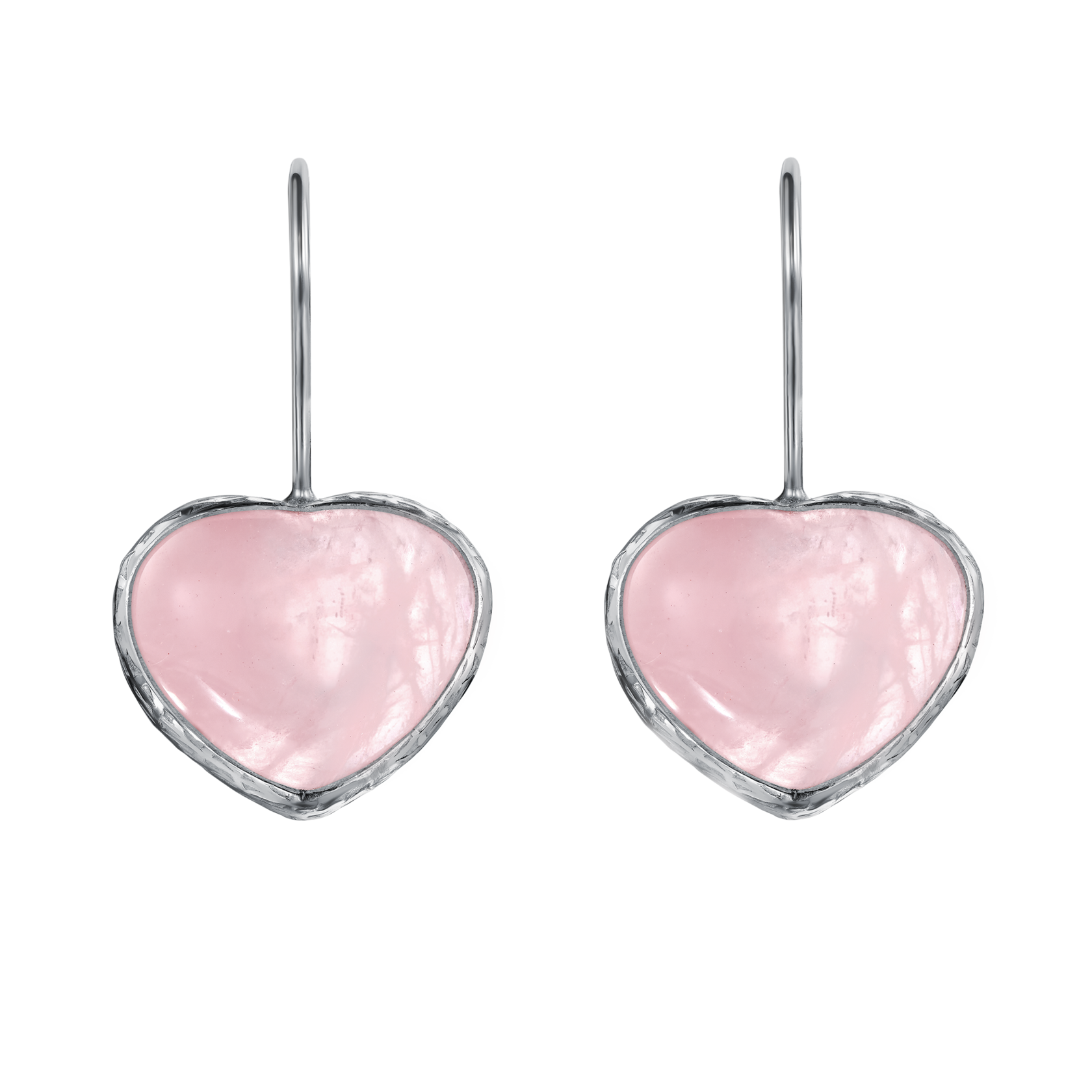 Серьги Сердце с розовым кварцем