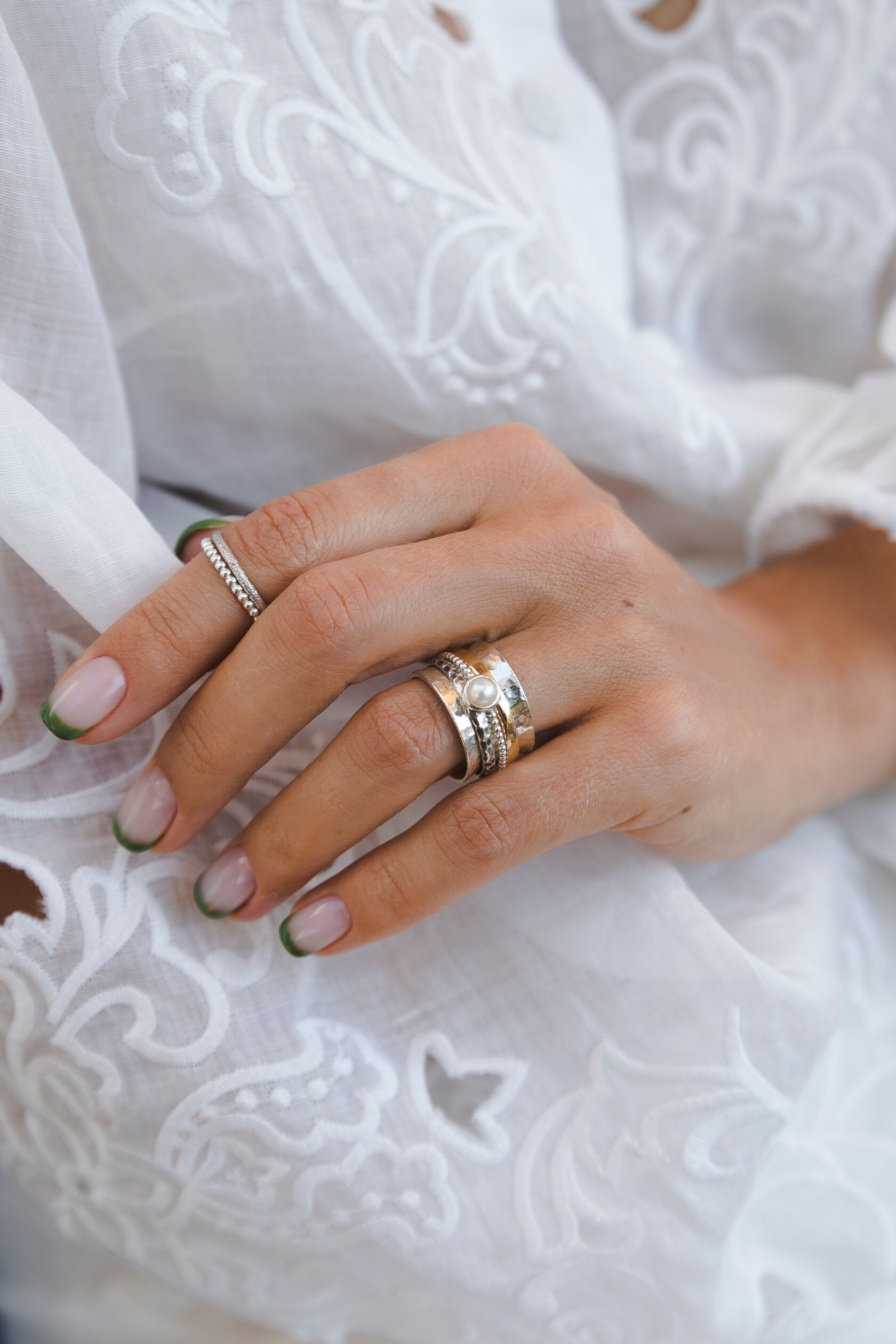 Кольцо-спинер с жемчугом