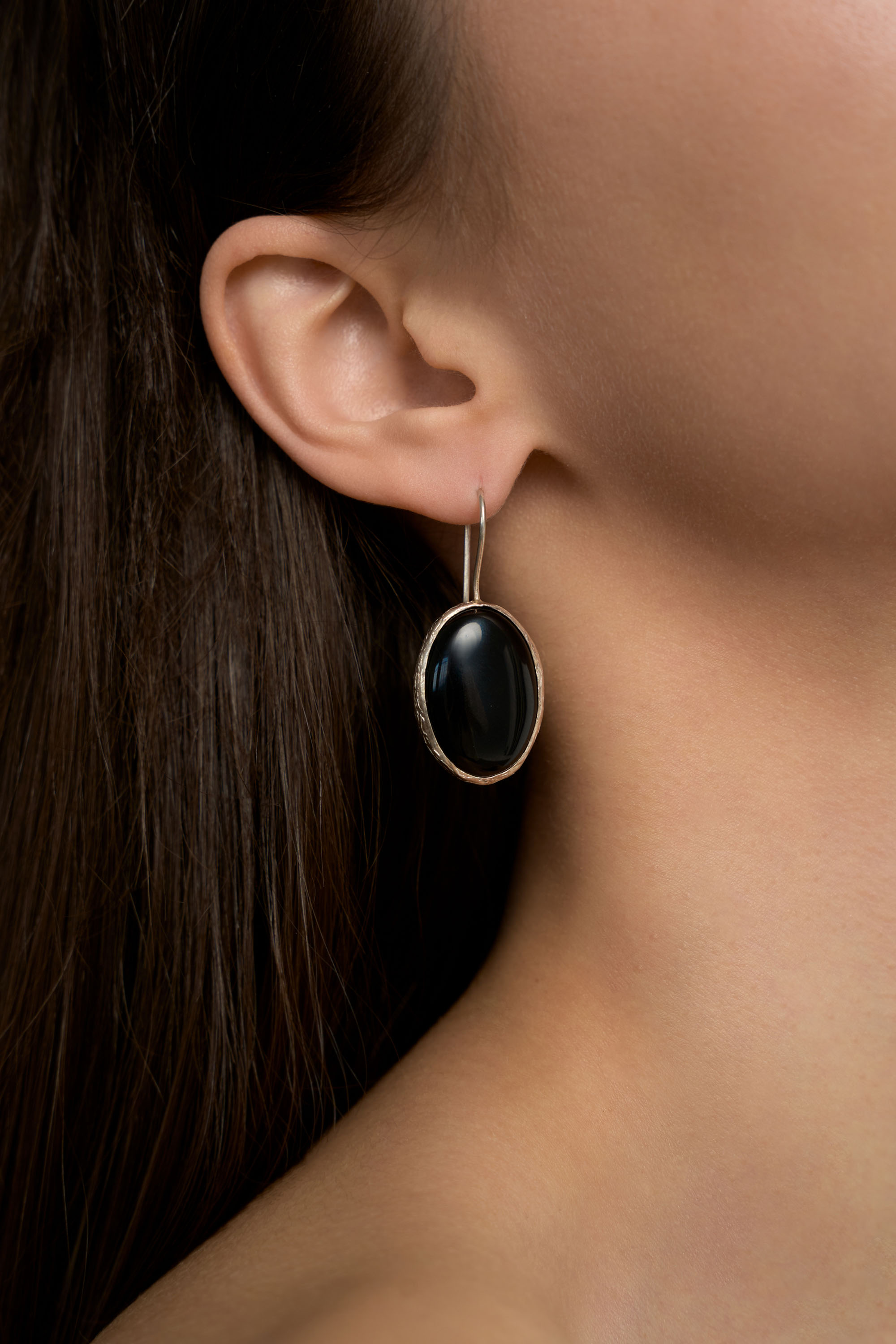 Серьги с чёрным агатом