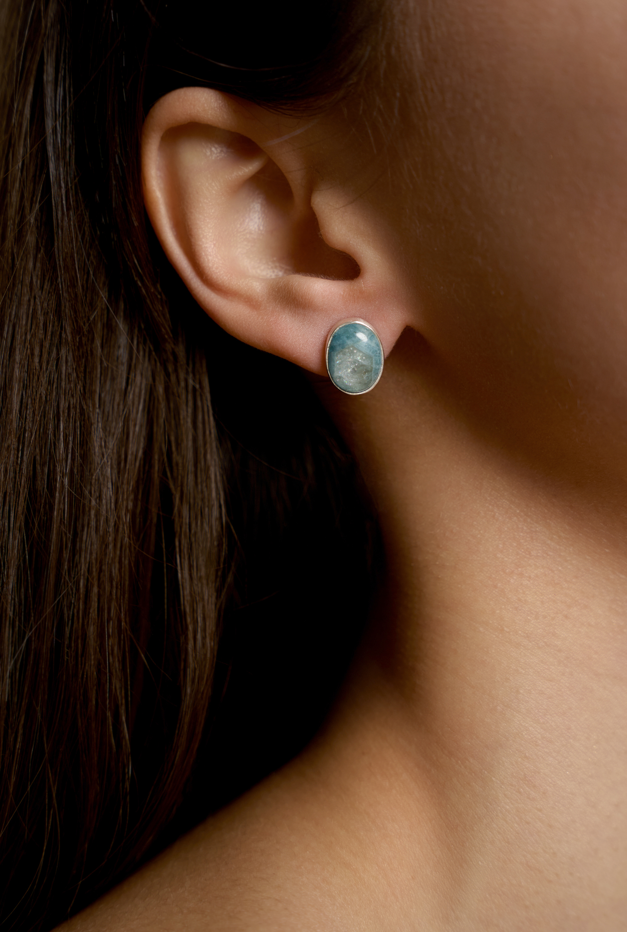 Пусеты с аквамарином