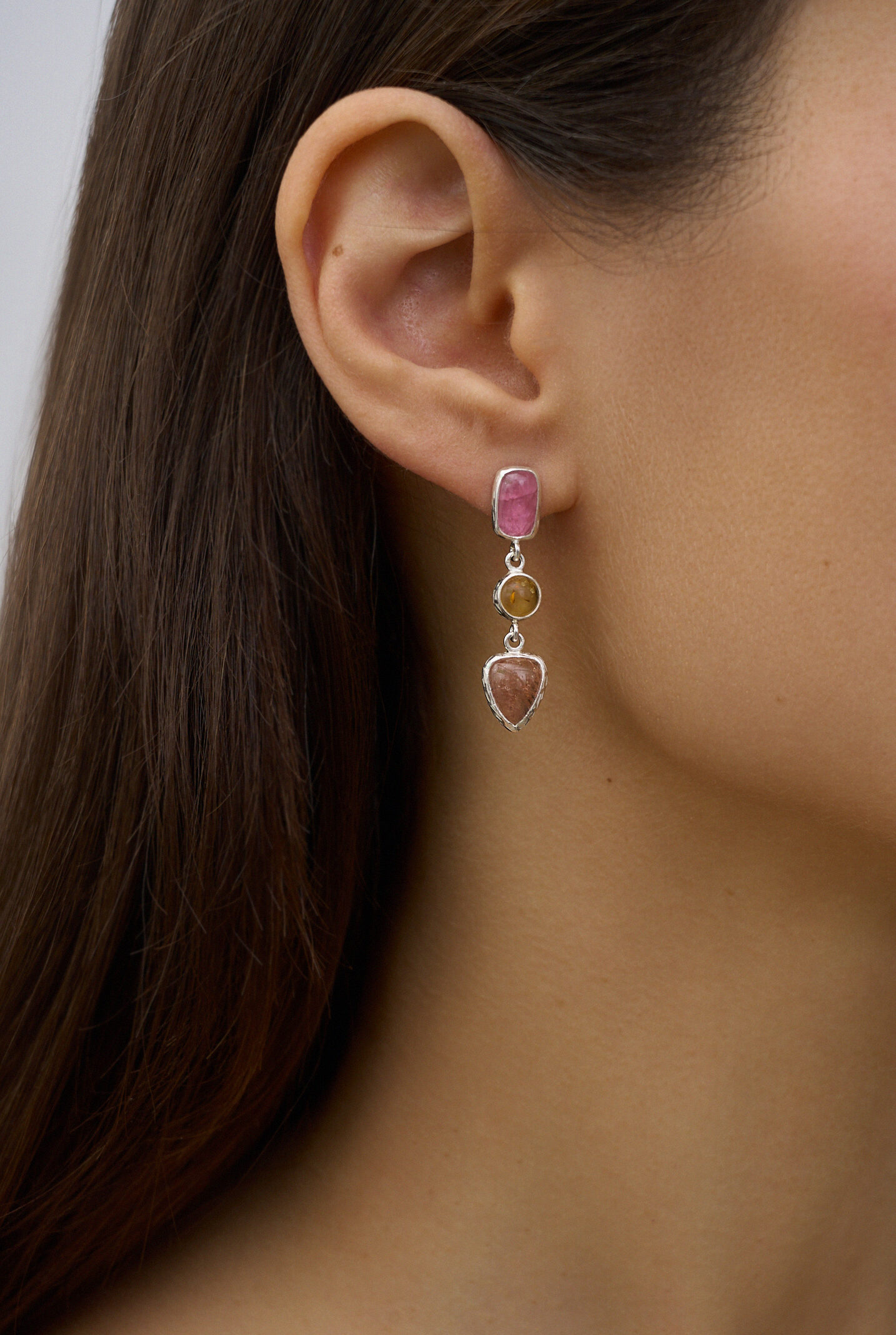 Серьги с турмалином и цитрином