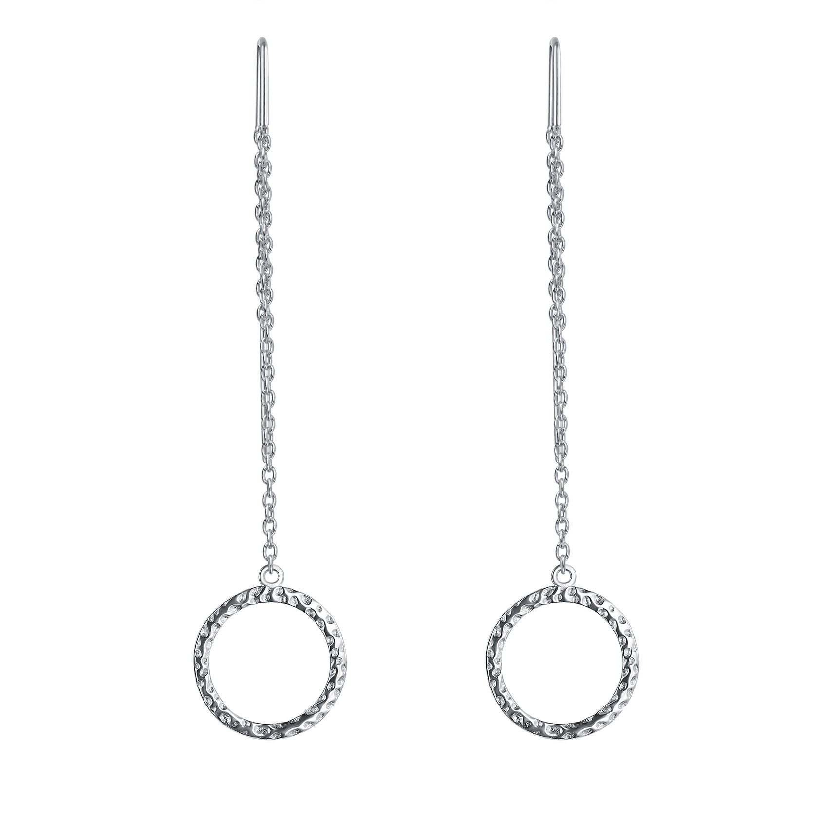 Серьги-цепочки с мятым кругом