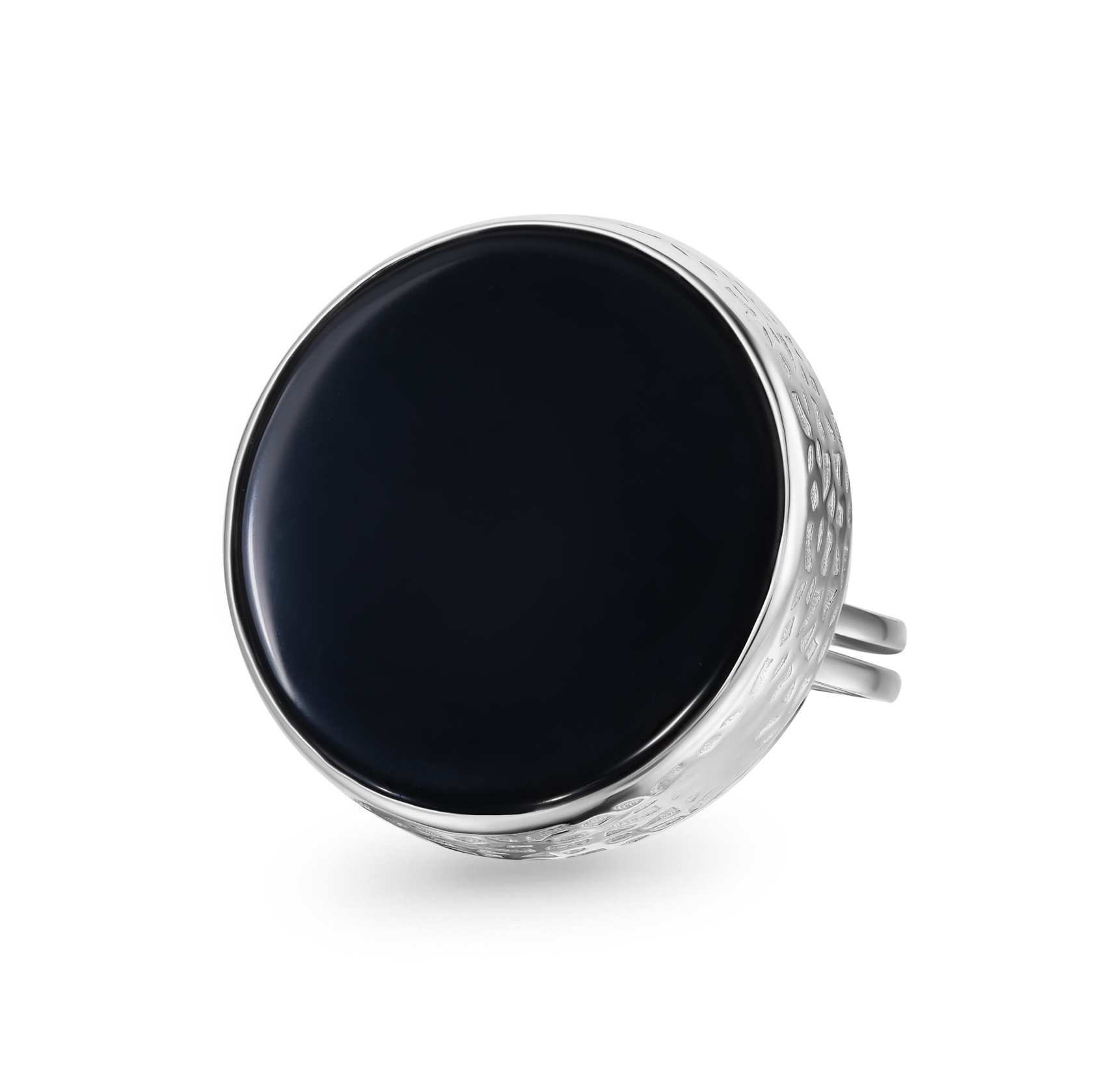 Кольцо с плоским чёрным агатом