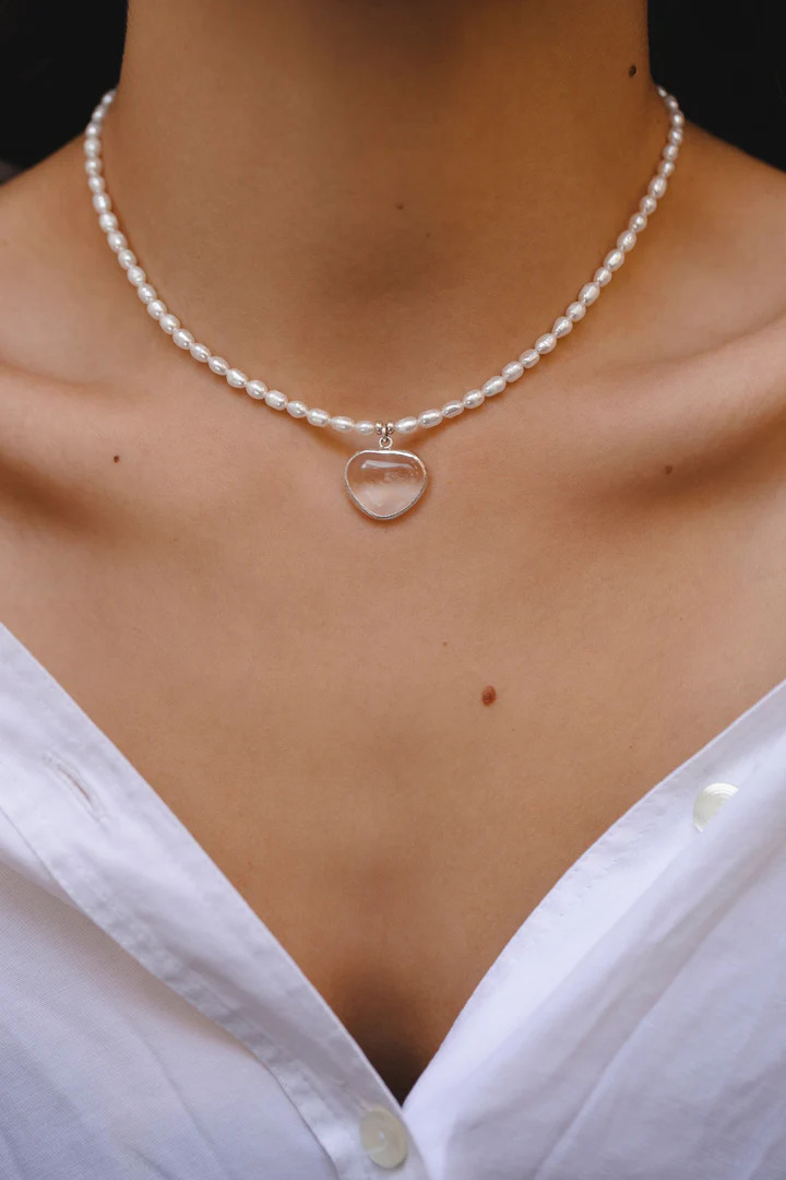 Жемчужная нить Сердце с горным хрусталем