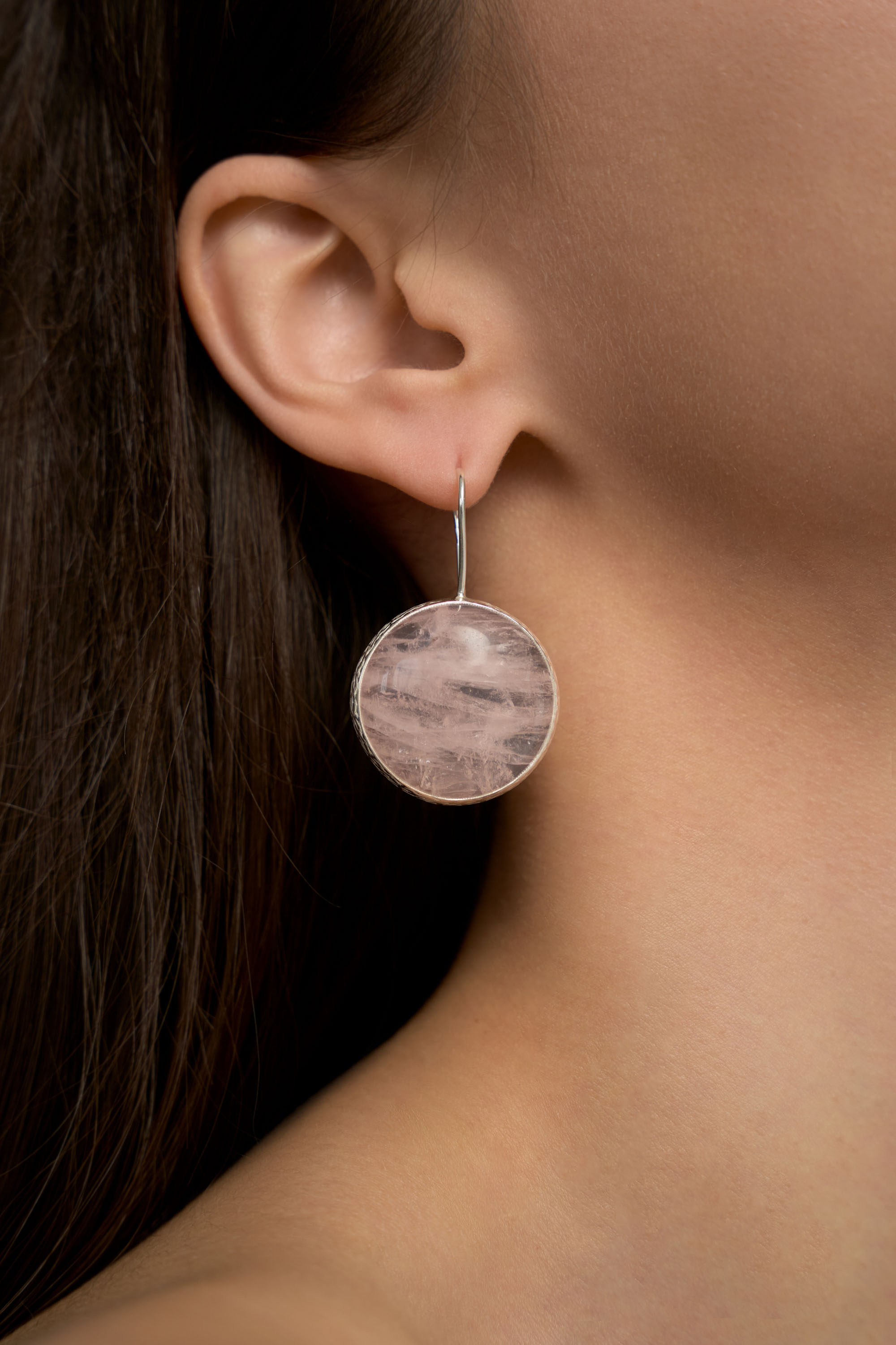 Серьги с розовым кварцем