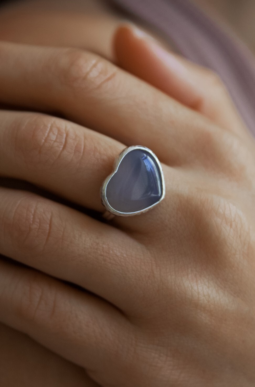 Кольцо Сердце с агатом