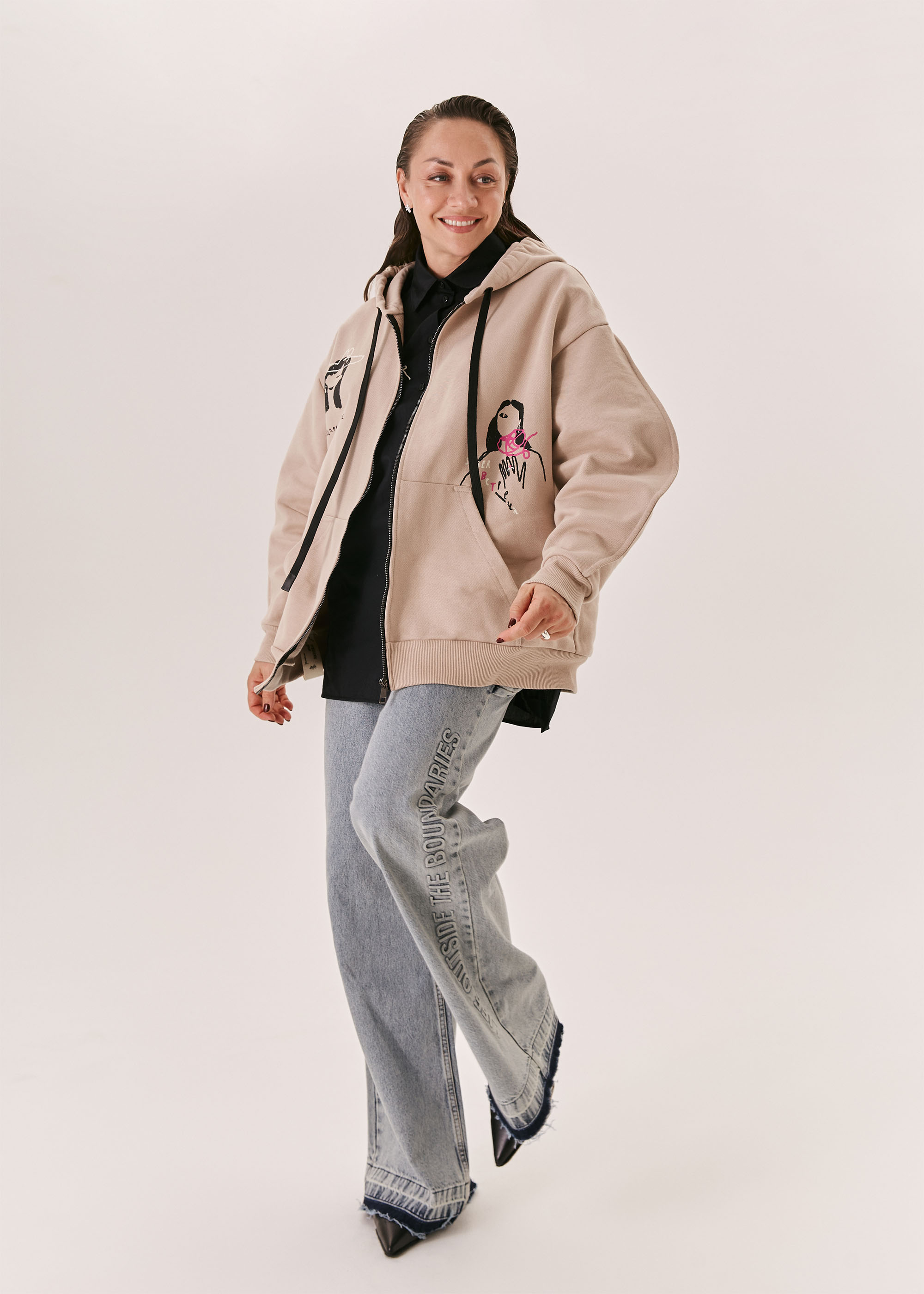 Худи на молнии EVE&ESTHER x LIBERMAN какао