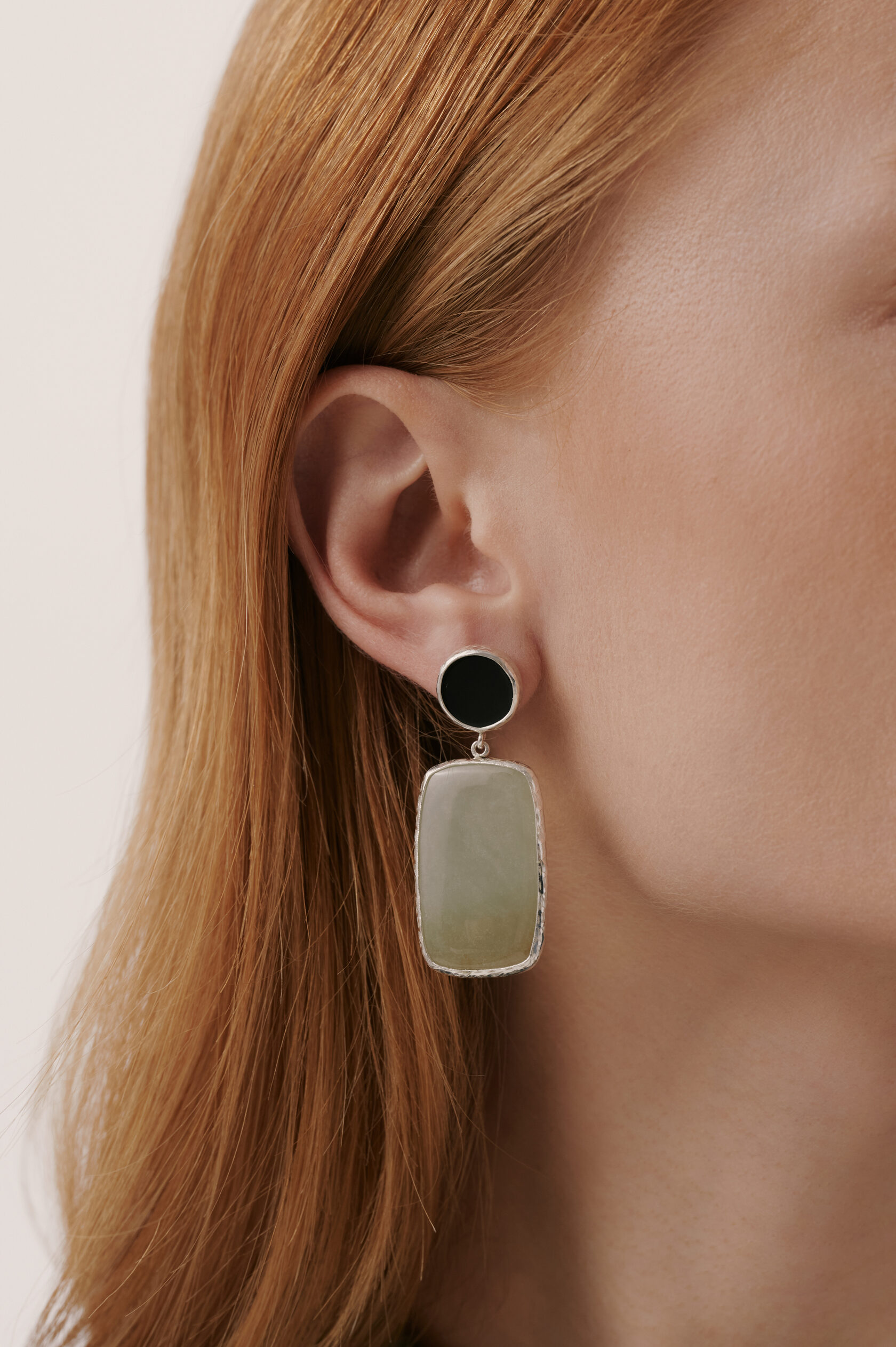 Серьги с агатом и нефритом