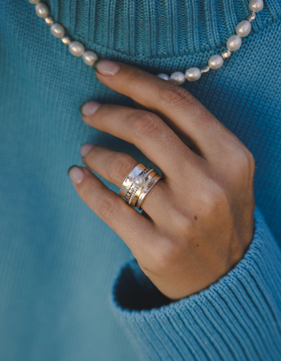 Кольцо-спинер с жемчугом