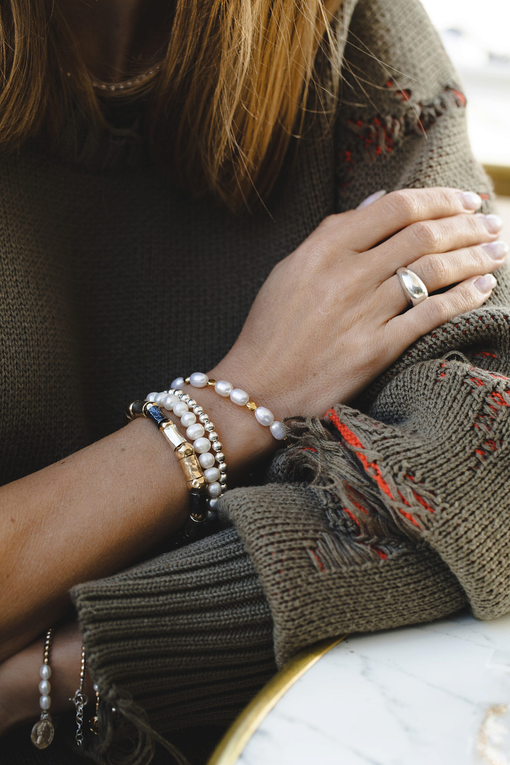 Браслет с крупным жемчугом