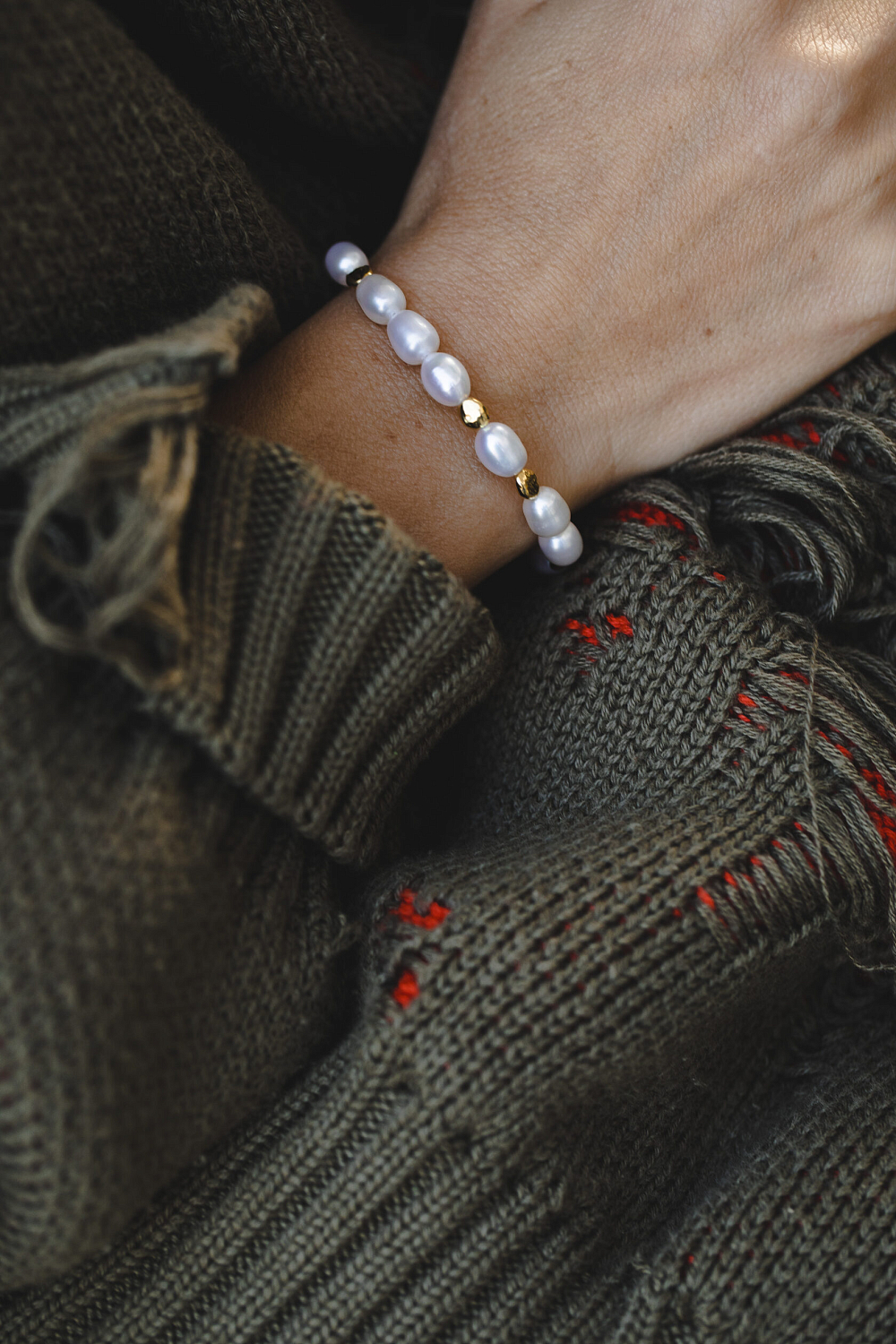 Браслет с крупным жемчугом