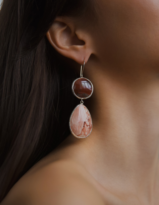 Серьги с яшмой и халцедоном