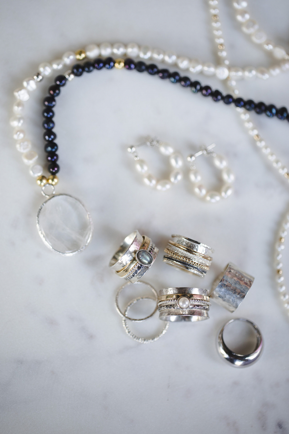 Серьги-кольца с жемчугом