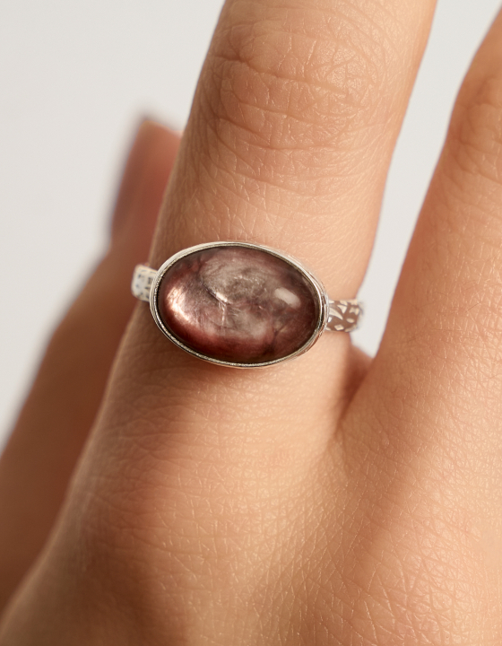 Кольцо с лепидолитом