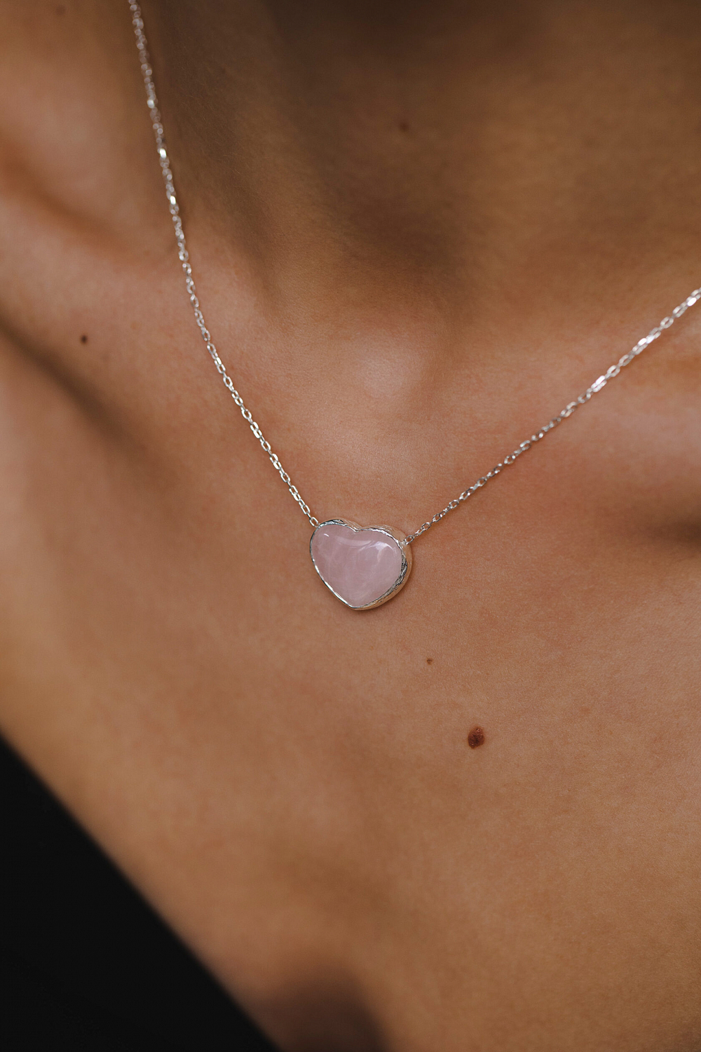 Подвеска Сердце с розовым кварцем