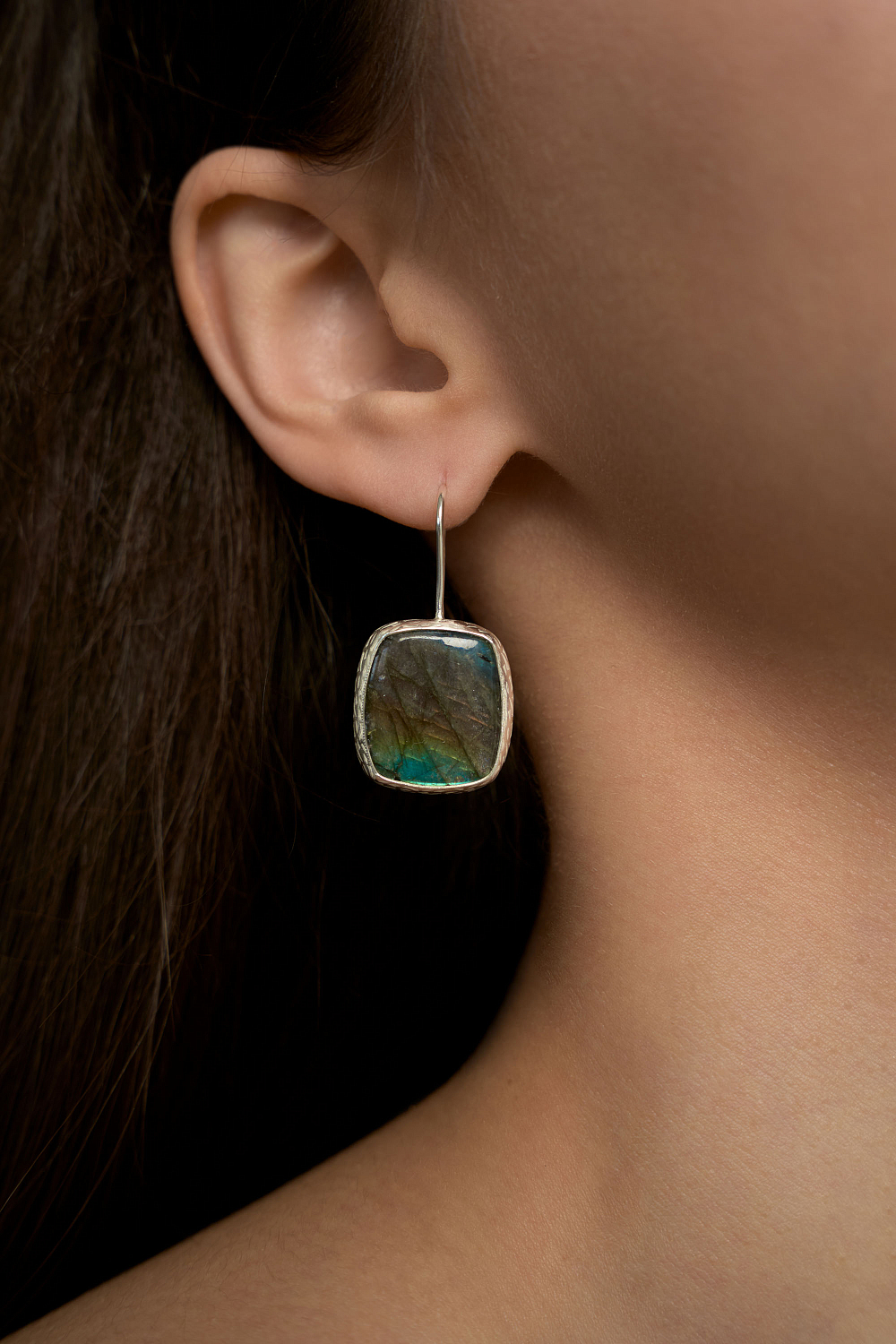 Серьги со спектролитом