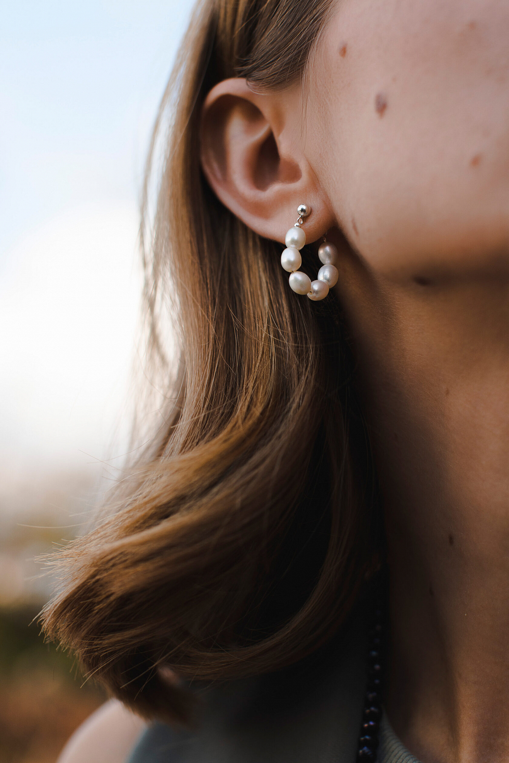 Серьги-кольца с жемчугом