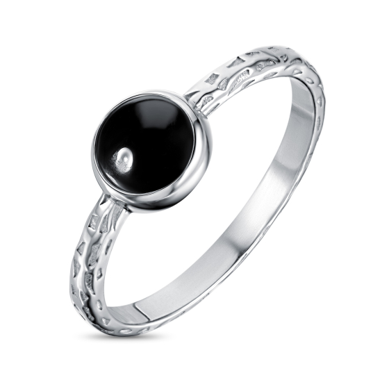 Кольцо с черным агатом