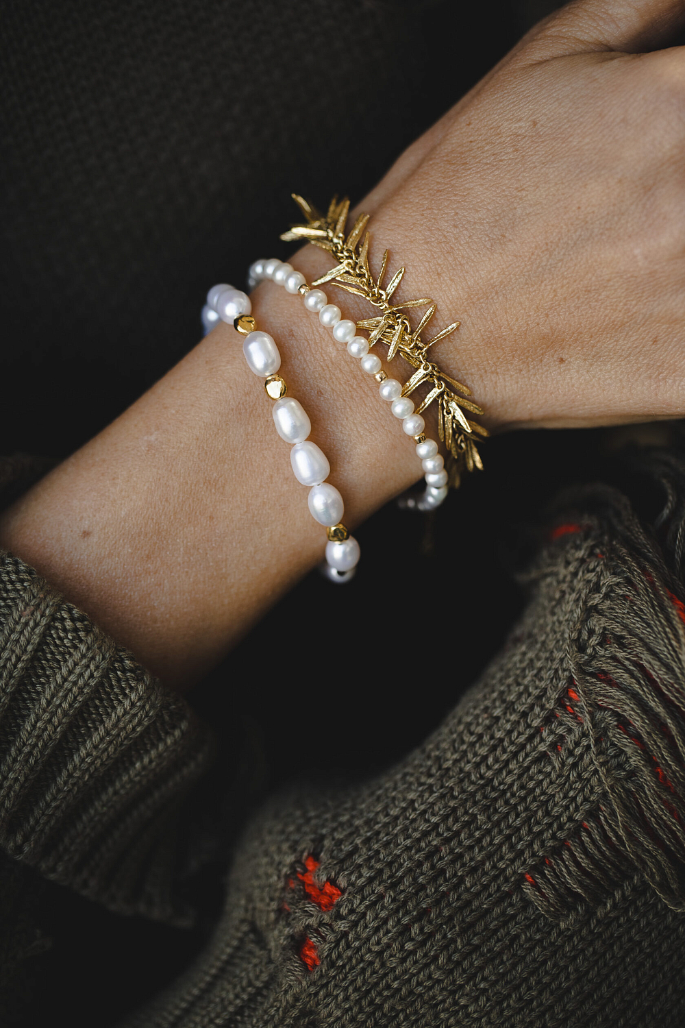 Браслет с крупным жемчугом